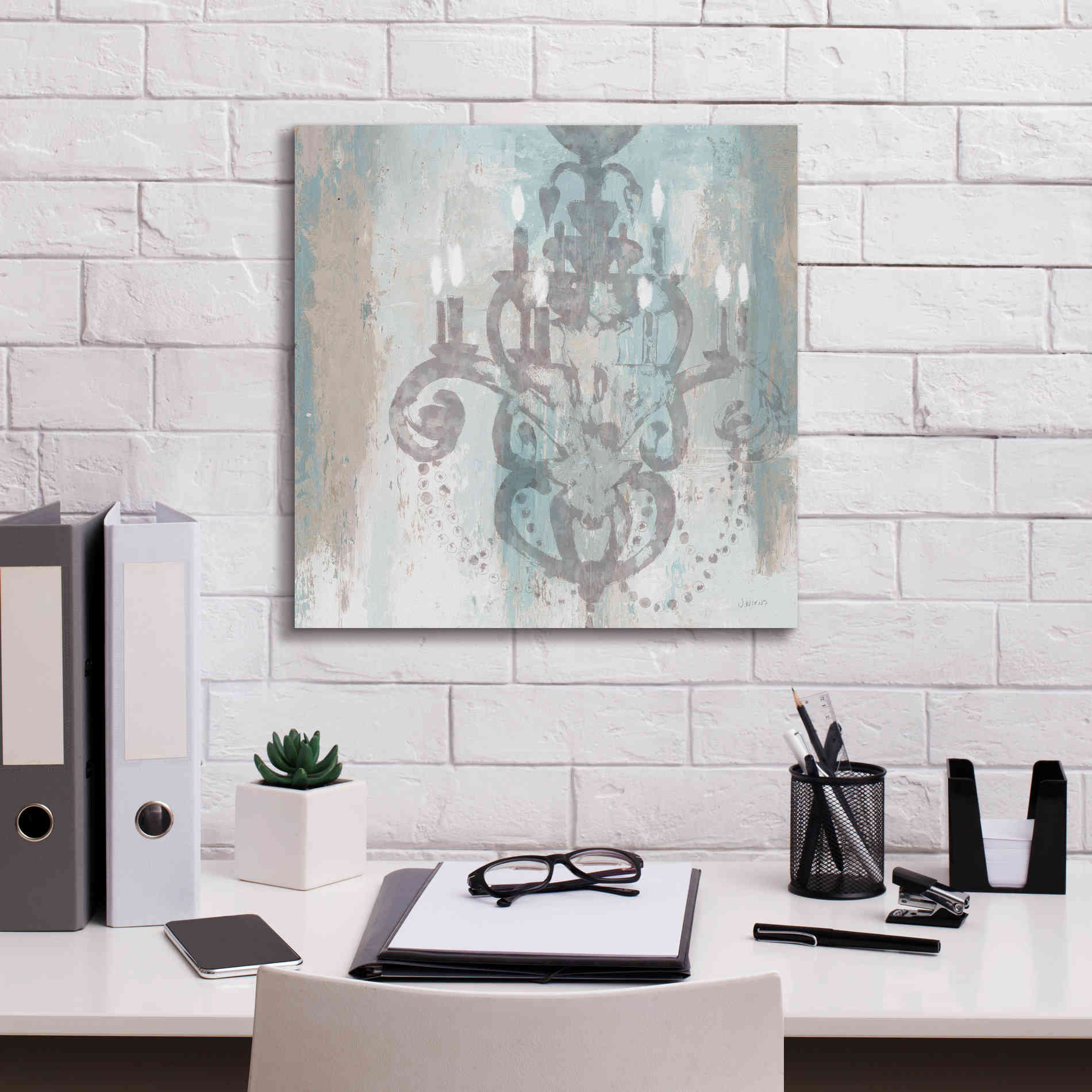 Epic Art 'Candelabra Teal II' by James Wiens, Canvas Wall Art,18 x 18