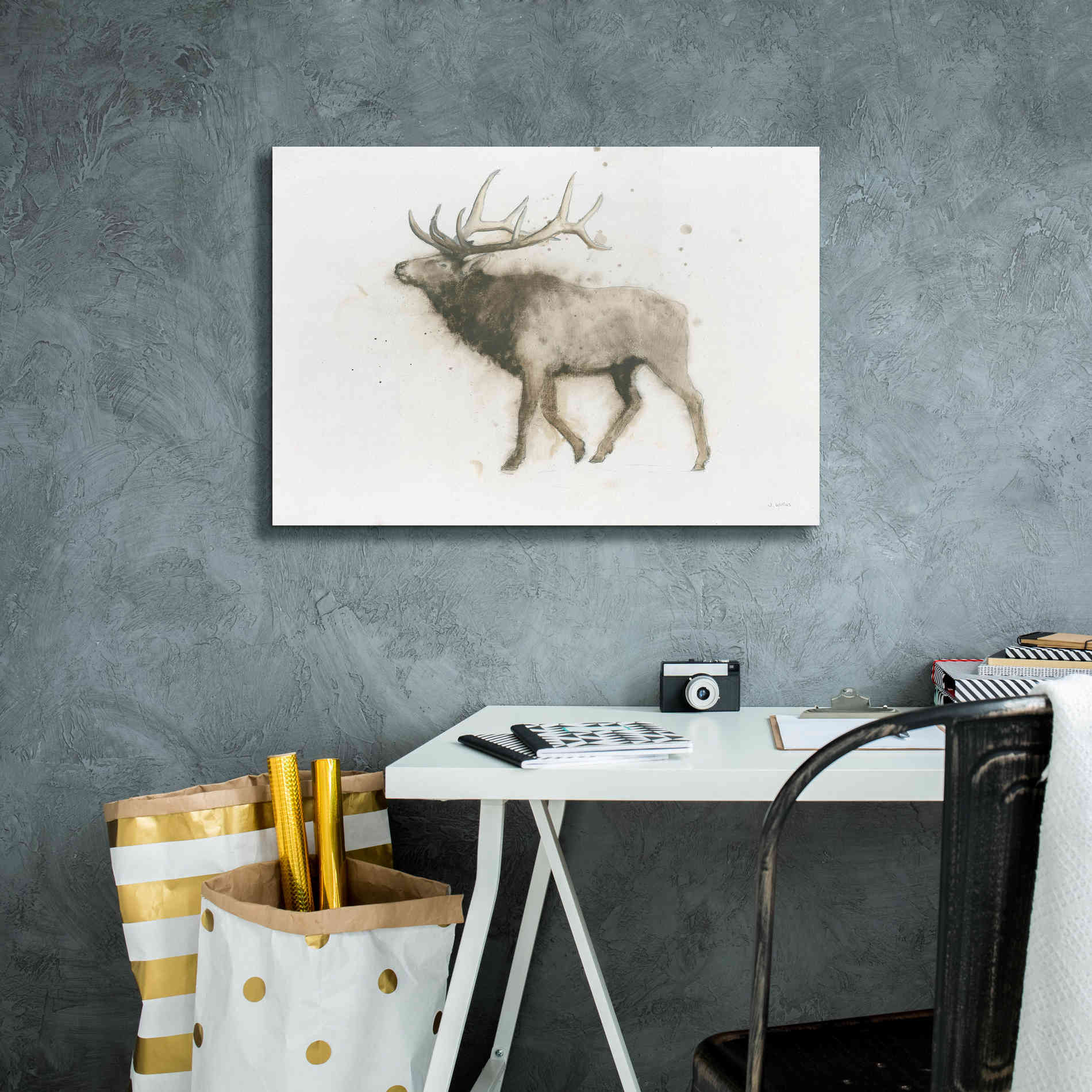 'Elk' by James Wiens, Canvas Wall Art,26 x 18