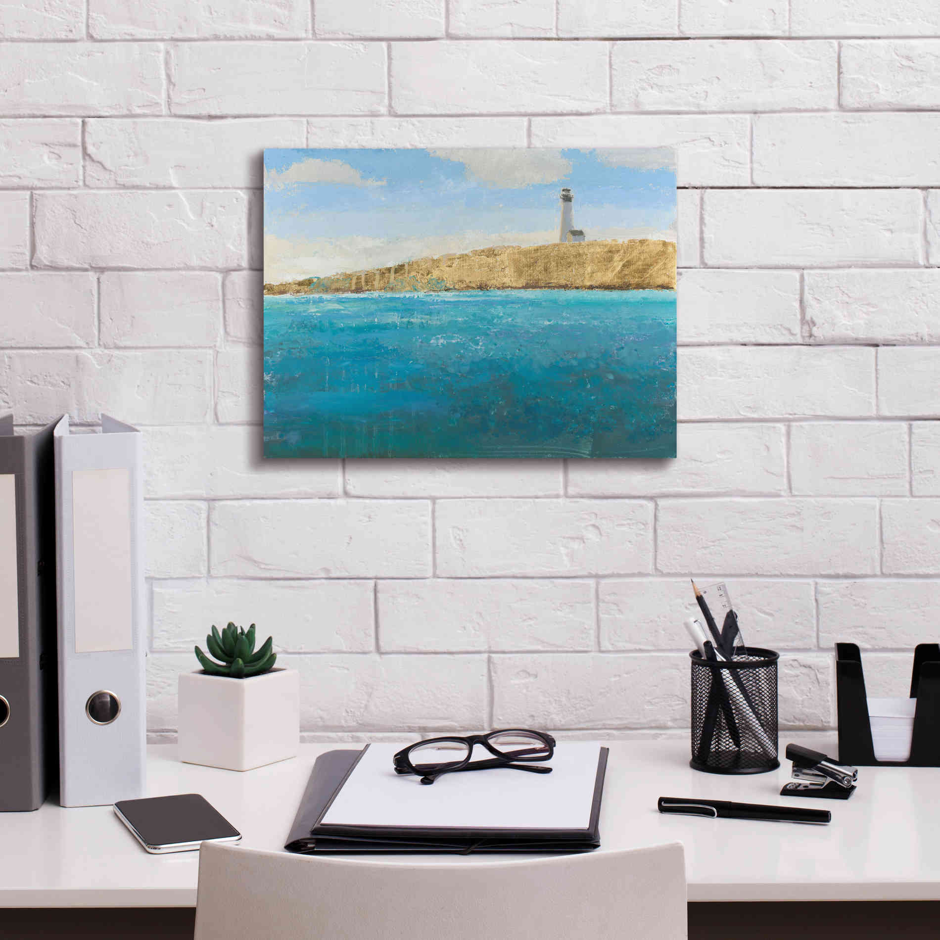 'Lighthouse Seascape II' by James Wiens, Canvas Wall Art,16 x 12