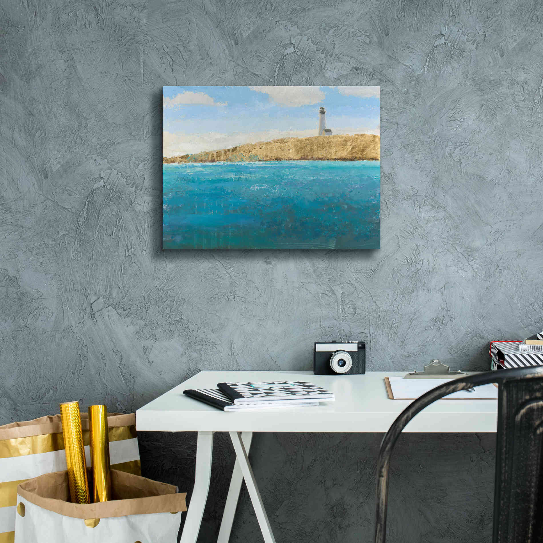 'Lighthouse Seascape II' by James Wiens, Canvas Wall Art,16 x 12