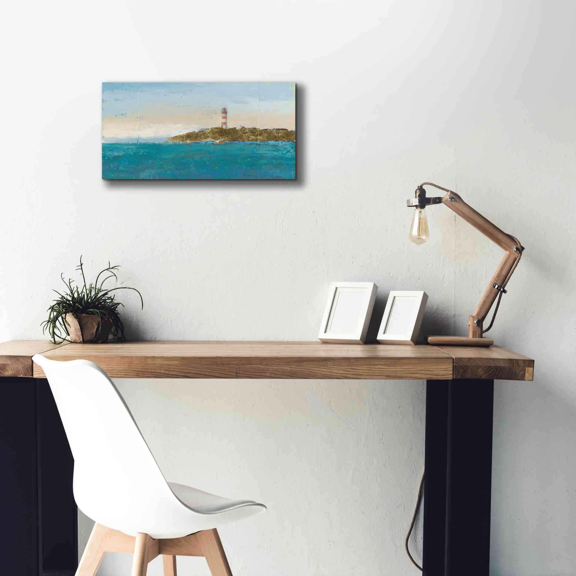 'Lighthouse Seascape I' by James Wiens, Canvas Wall Art,24 x 12