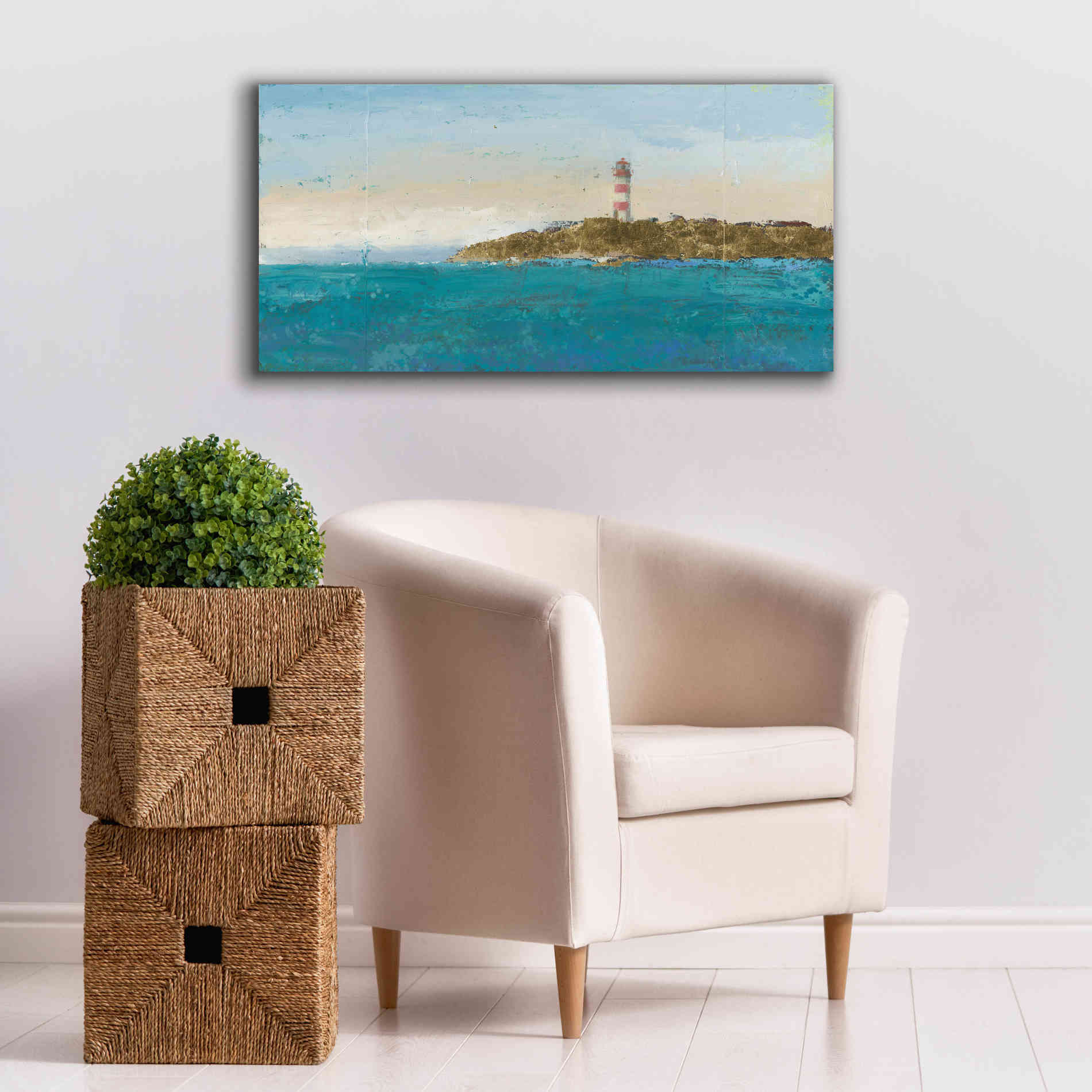 'Lighthouse Seascape I' by James Wiens, Canvas Wall Art,40 x 20