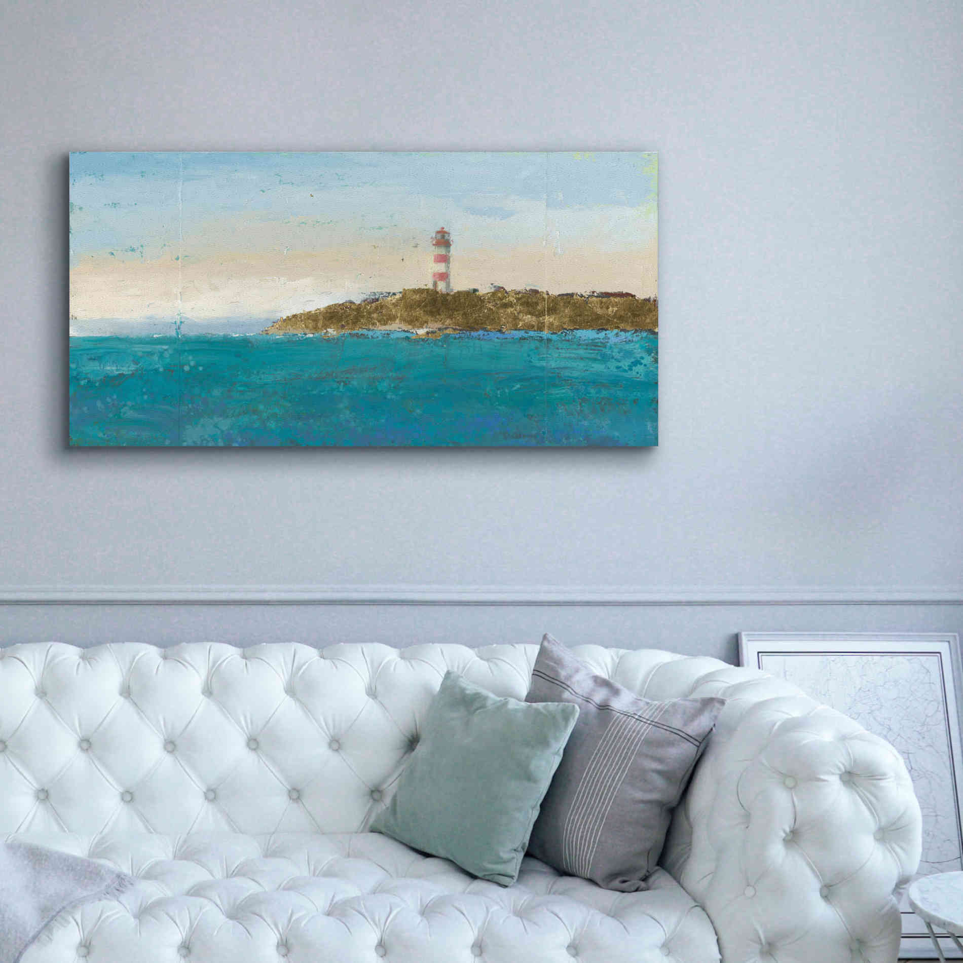 'Lighthouse Seascape I' by James Wiens, Canvas Wall Art,60 x 30
