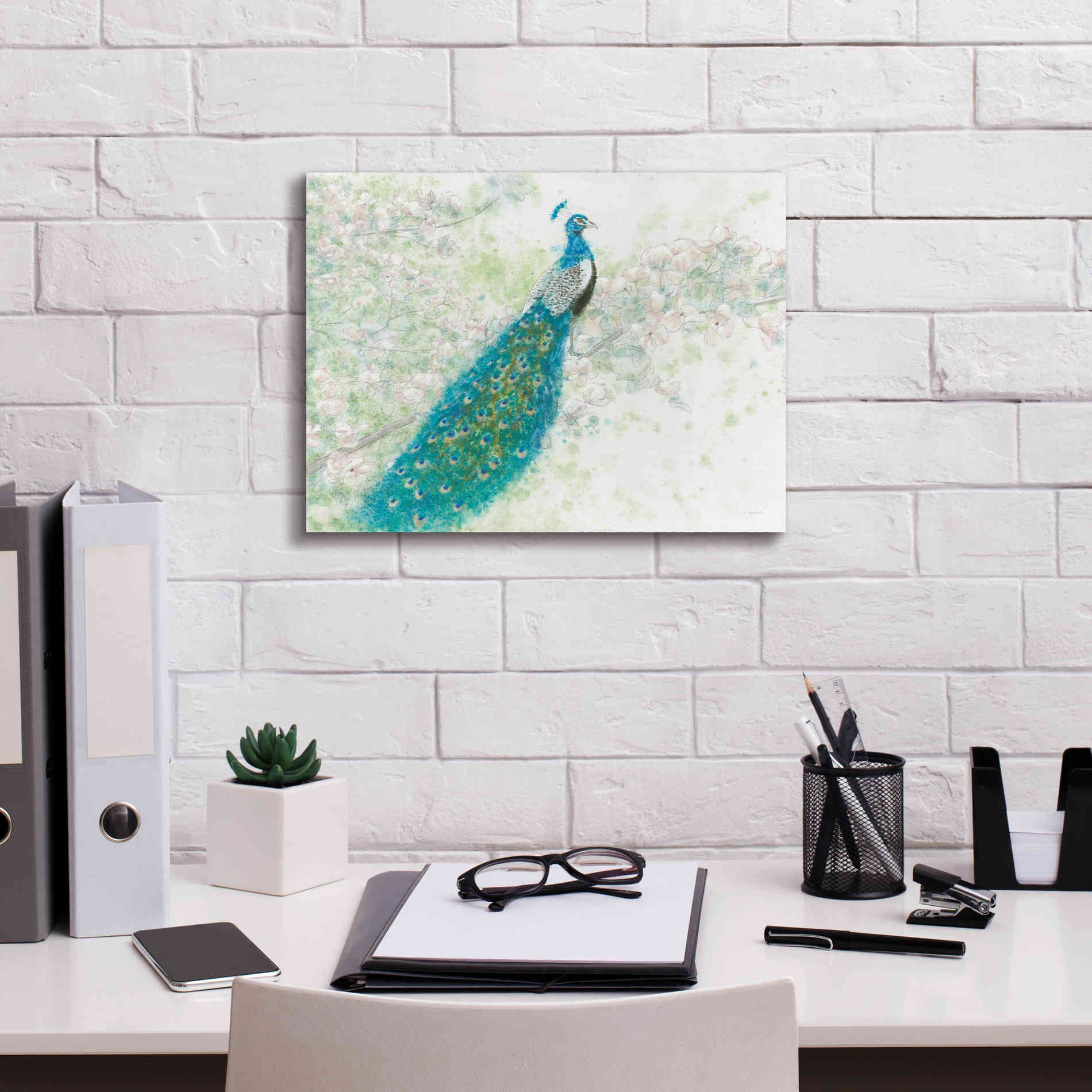 'Spring Peacock I' by James Wiens, Canvas Wall Art,16 x 12