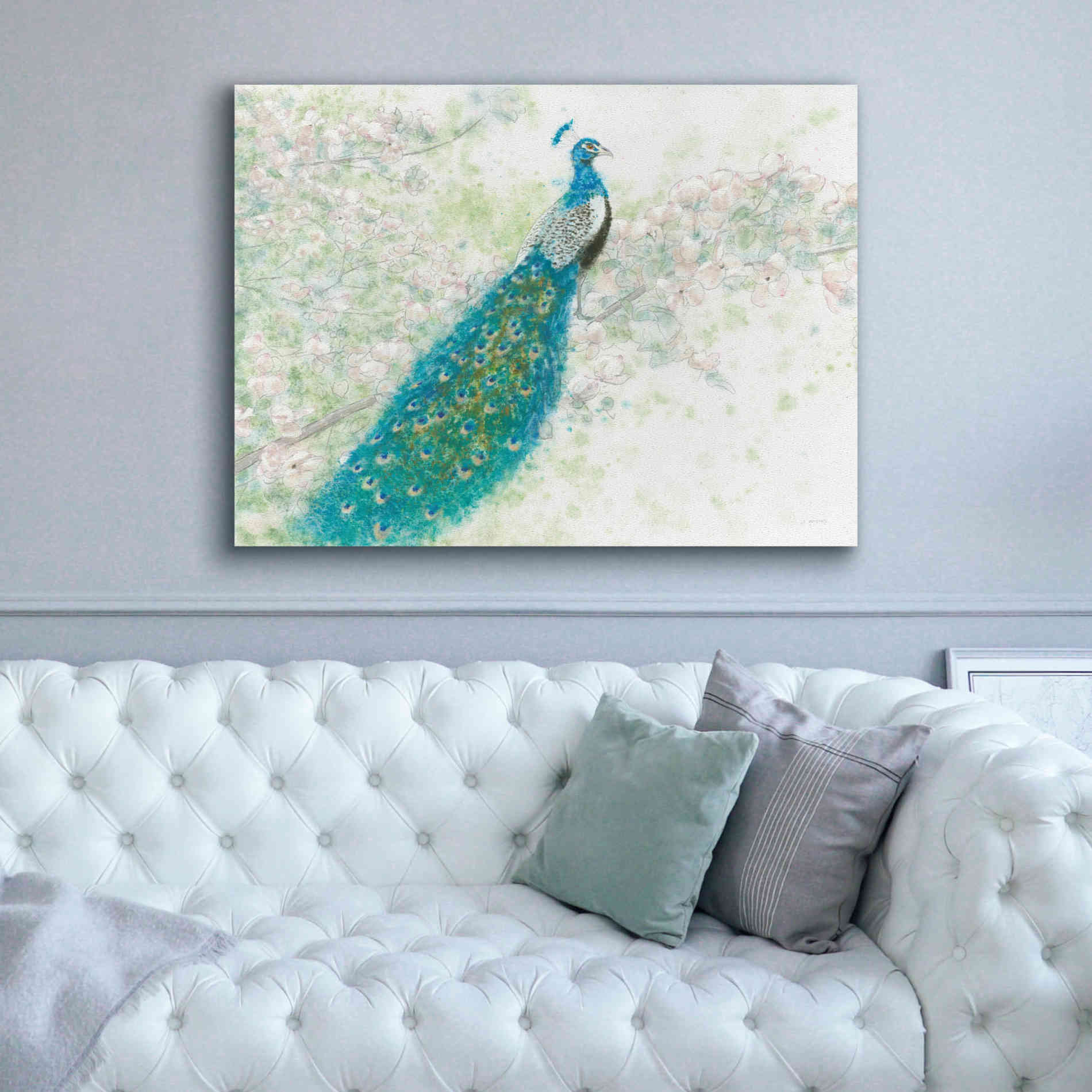 'Spring Peacock I' by James Wiens, Canvas Wall Art,54 x 40