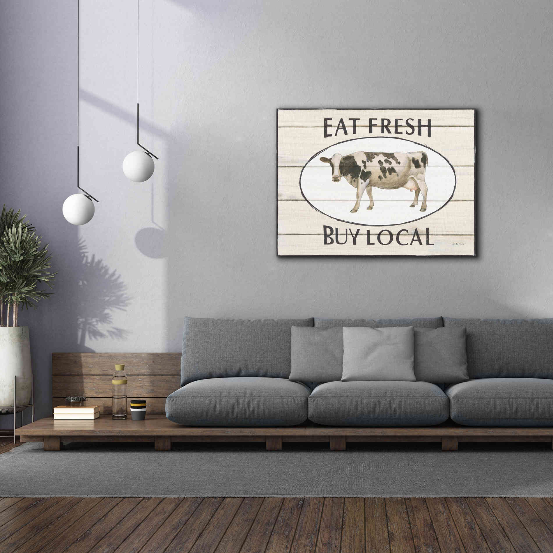 'Country Cow V' by James Wiens, Canvas Wall Art,54 x 40