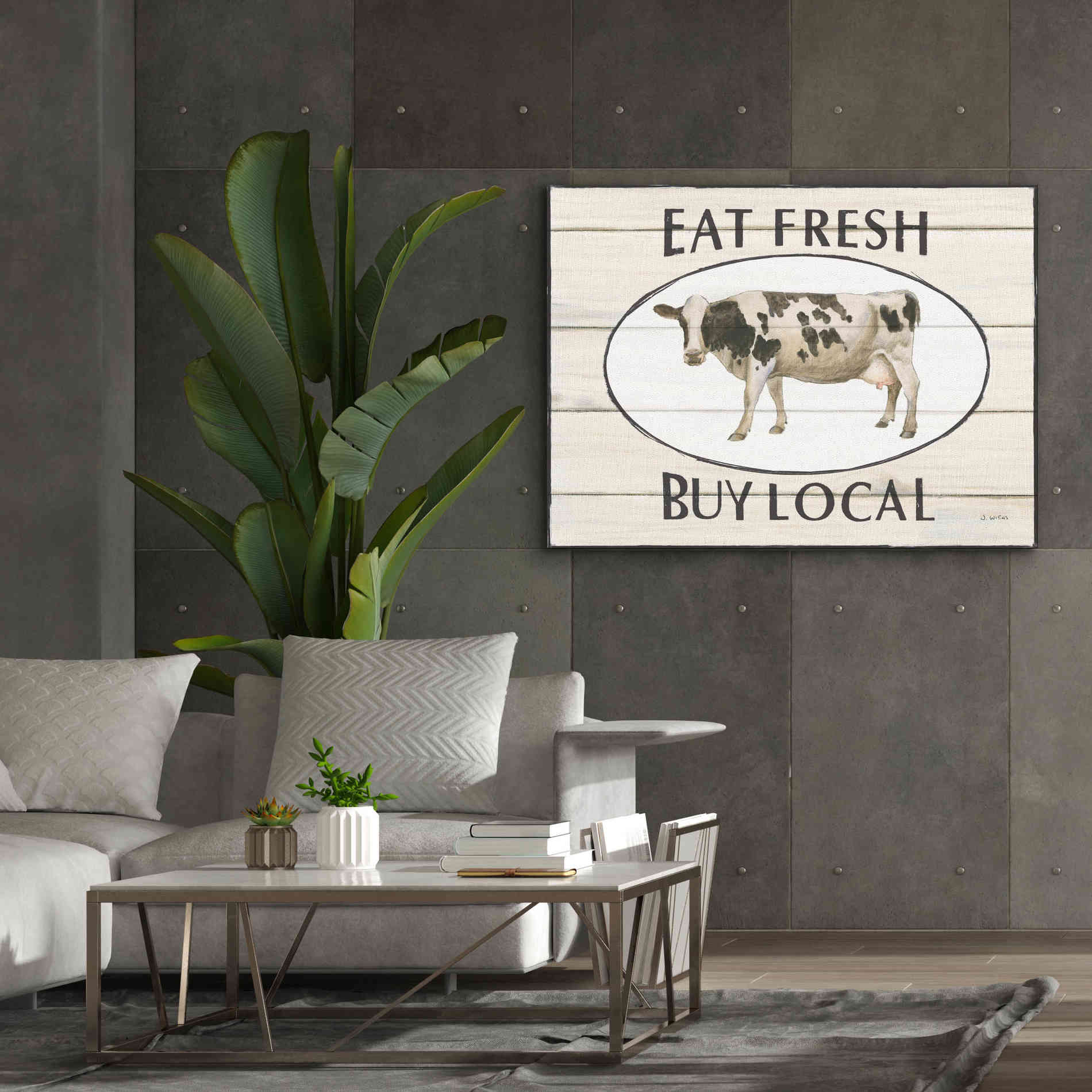 'Country Cow V' by James Wiens, Canvas Wall Art,54 x 40