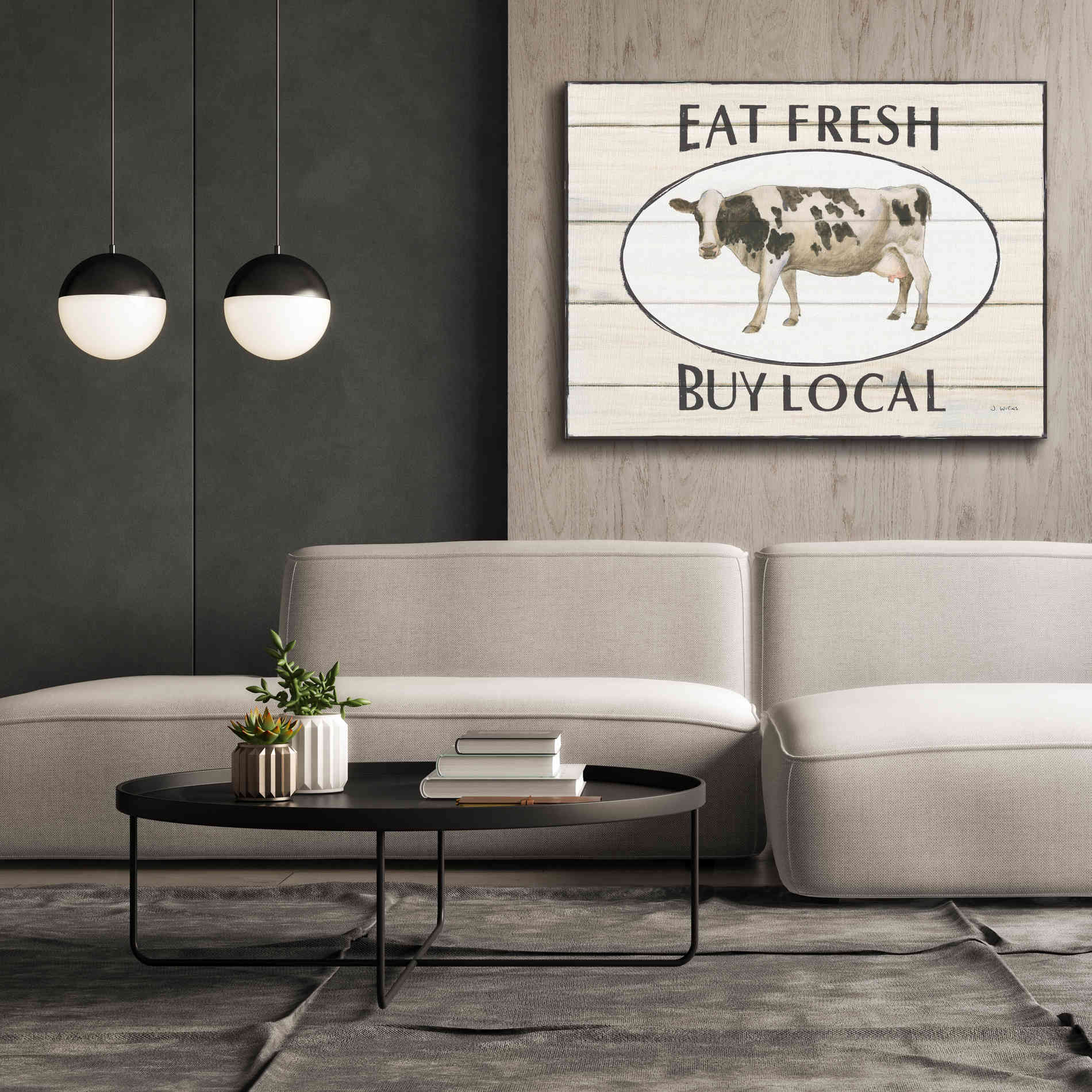 'Country Cow V' by James Wiens, Canvas Wall Art,54 x 40