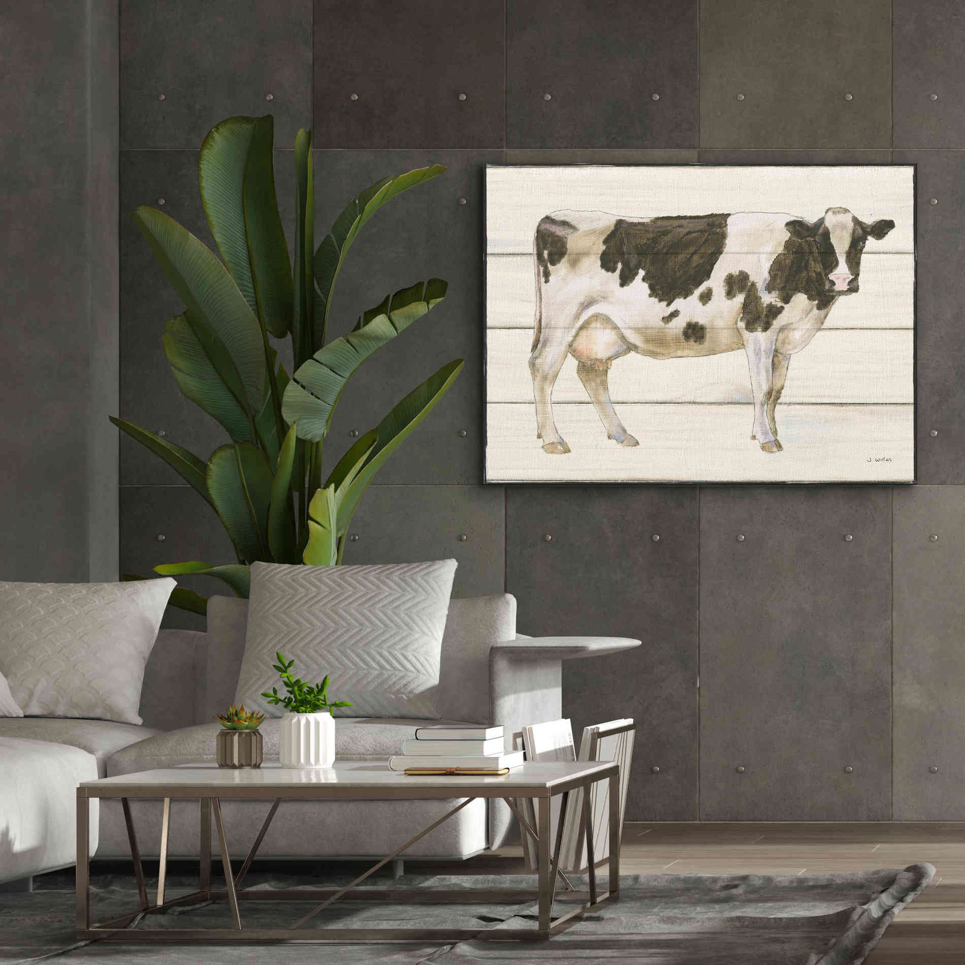 'Country Cow VII' by James Wiens, Canvas Wall Art,54 x 40
