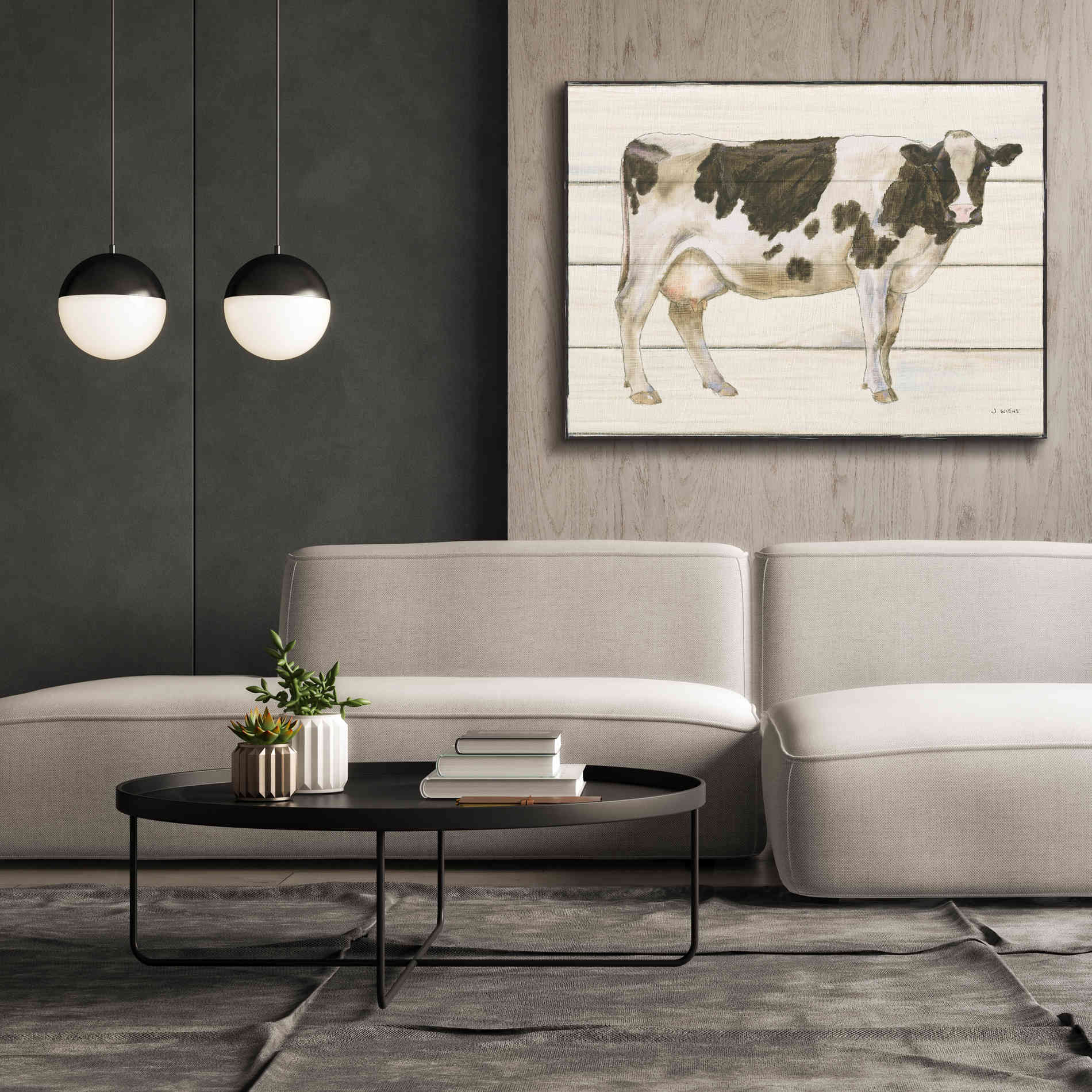 'Country Cow VII' by James Wiens, Canvas Wall Art,54 x 40