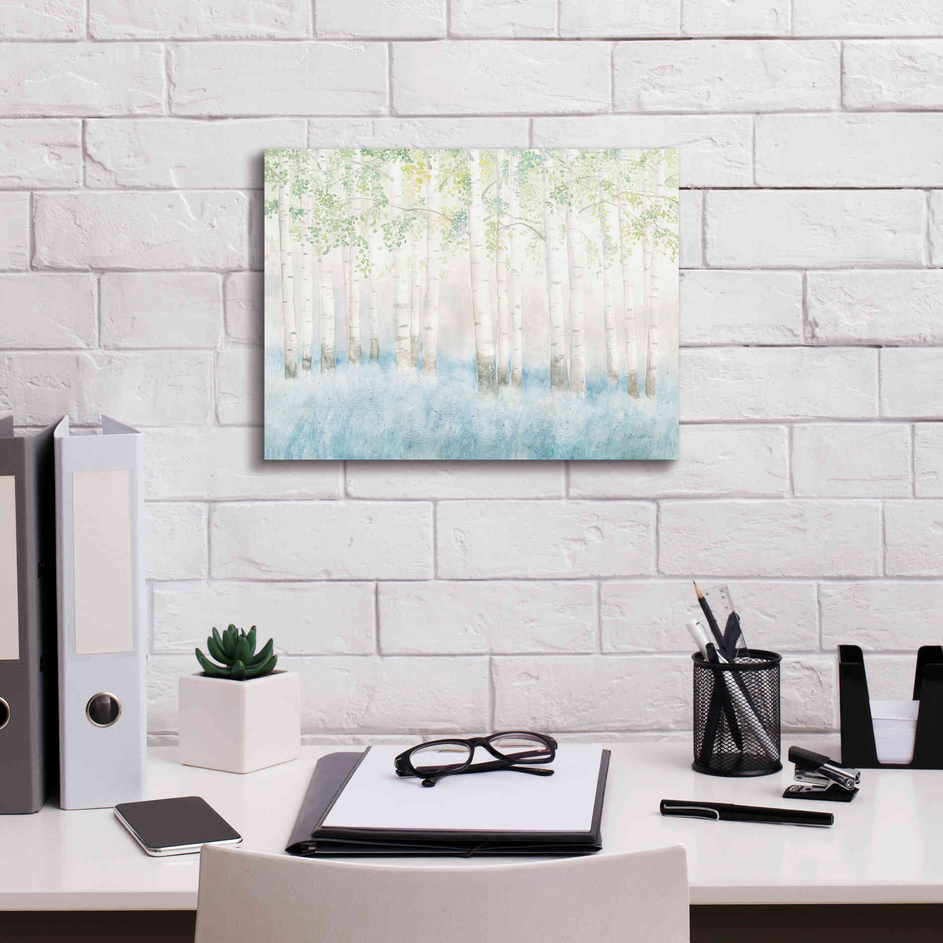 'Soft Birches' by James Wiens, Canvas Wall Art,16 x 12