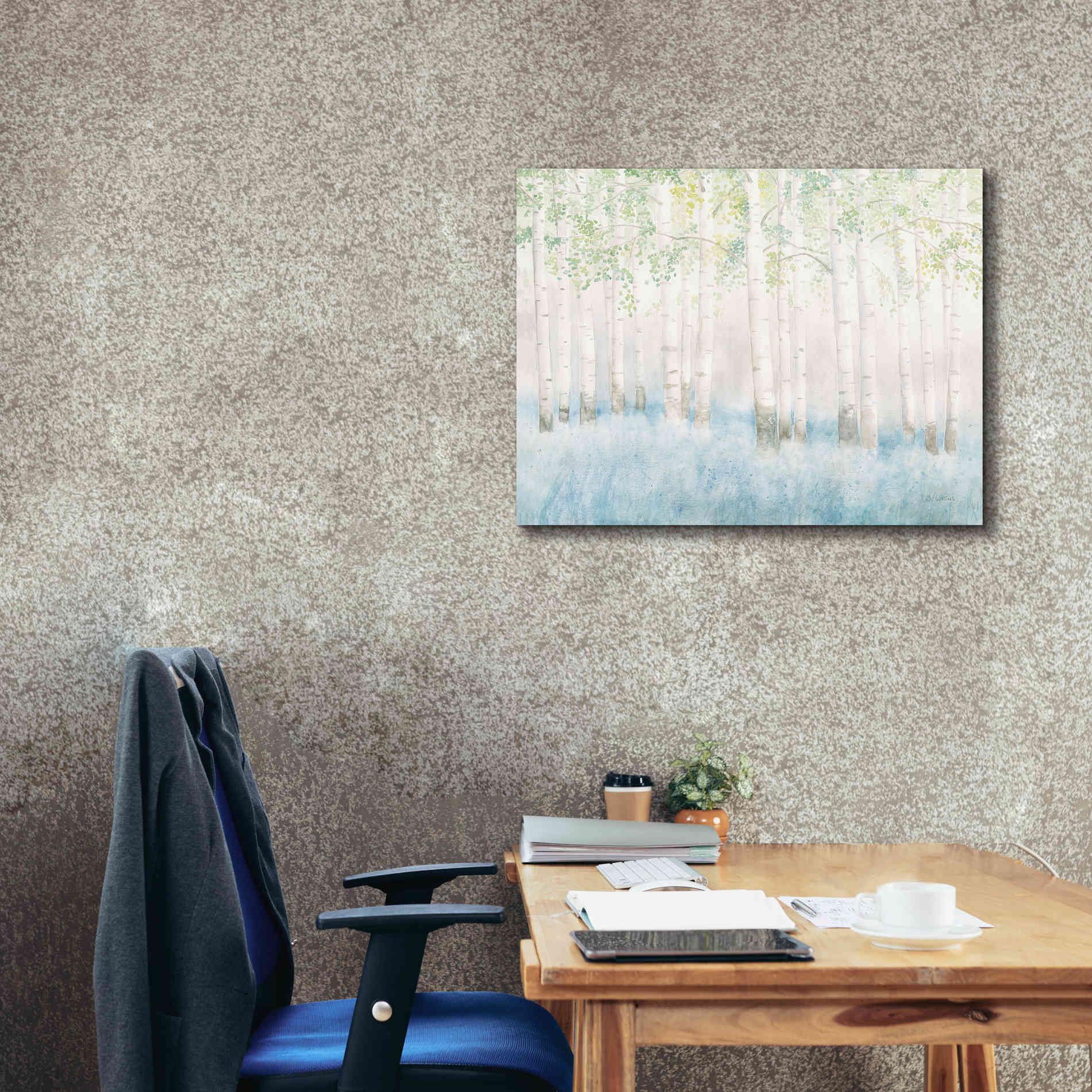 'Soft Birches' by James Wiens, Canvas Wall Art,34 x 26