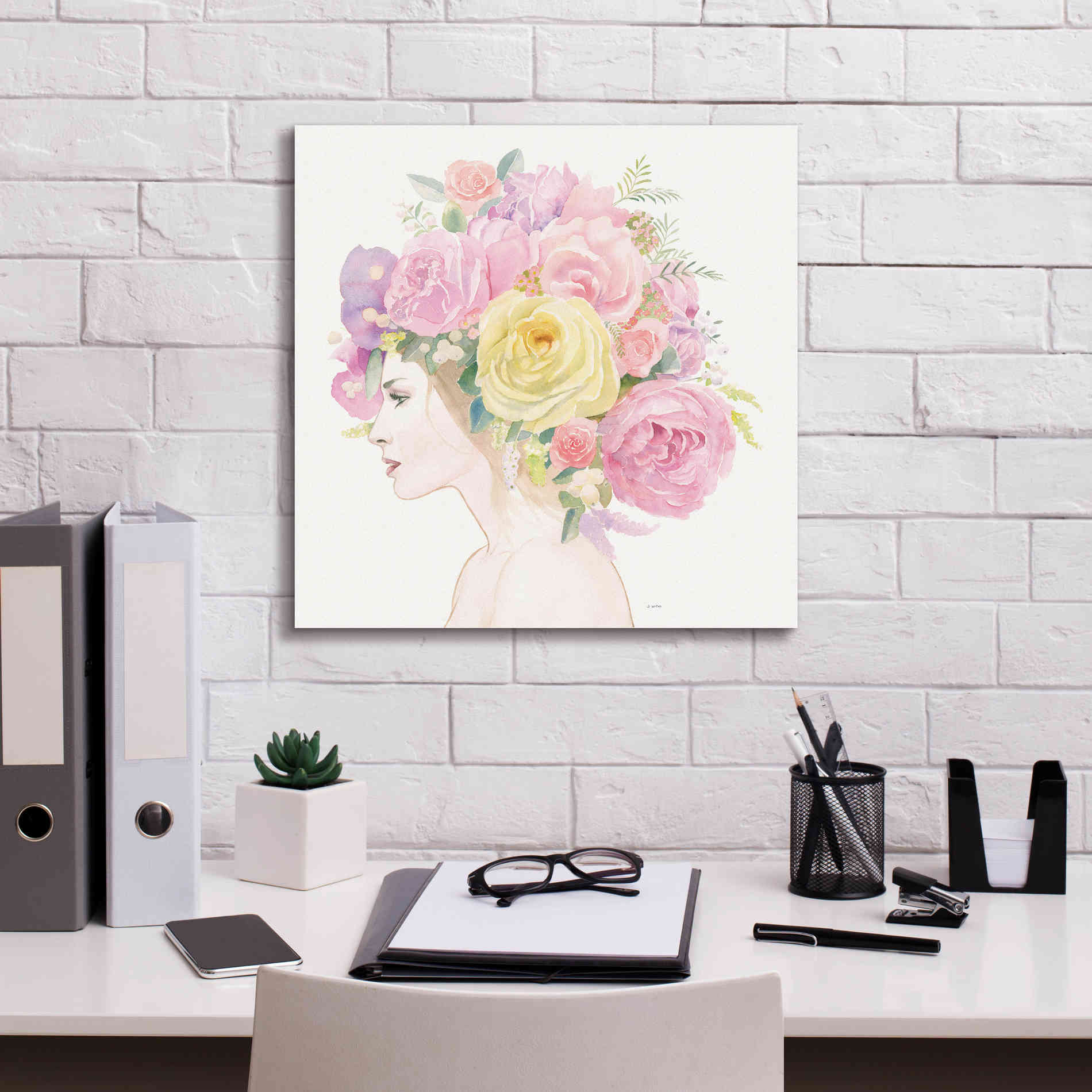 'Flowers in her Hair' by James Wiens, Canvas Wall Art,18 x 18