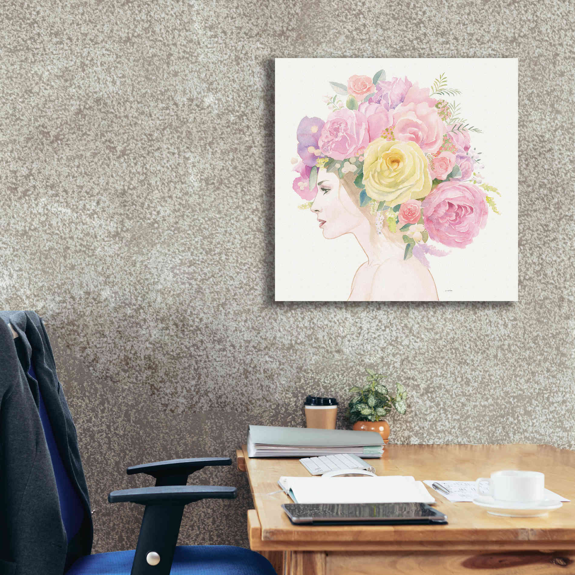 'Flowers in her Hair' by James Wiens, Canvas Wall Art,26 x 26