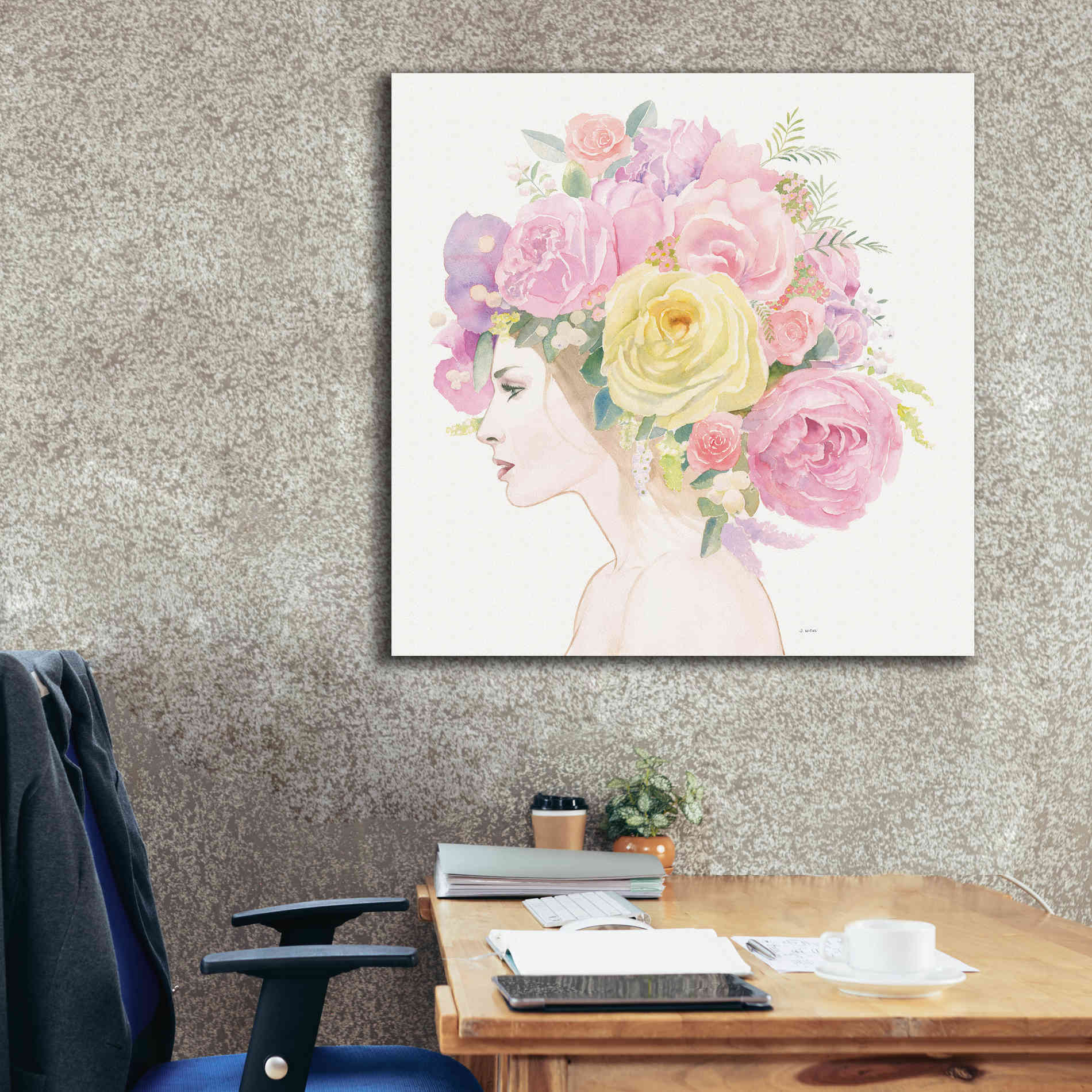 'Flowers in her Hair' by James Wiens, Canvas Wall Art,37 x 37
