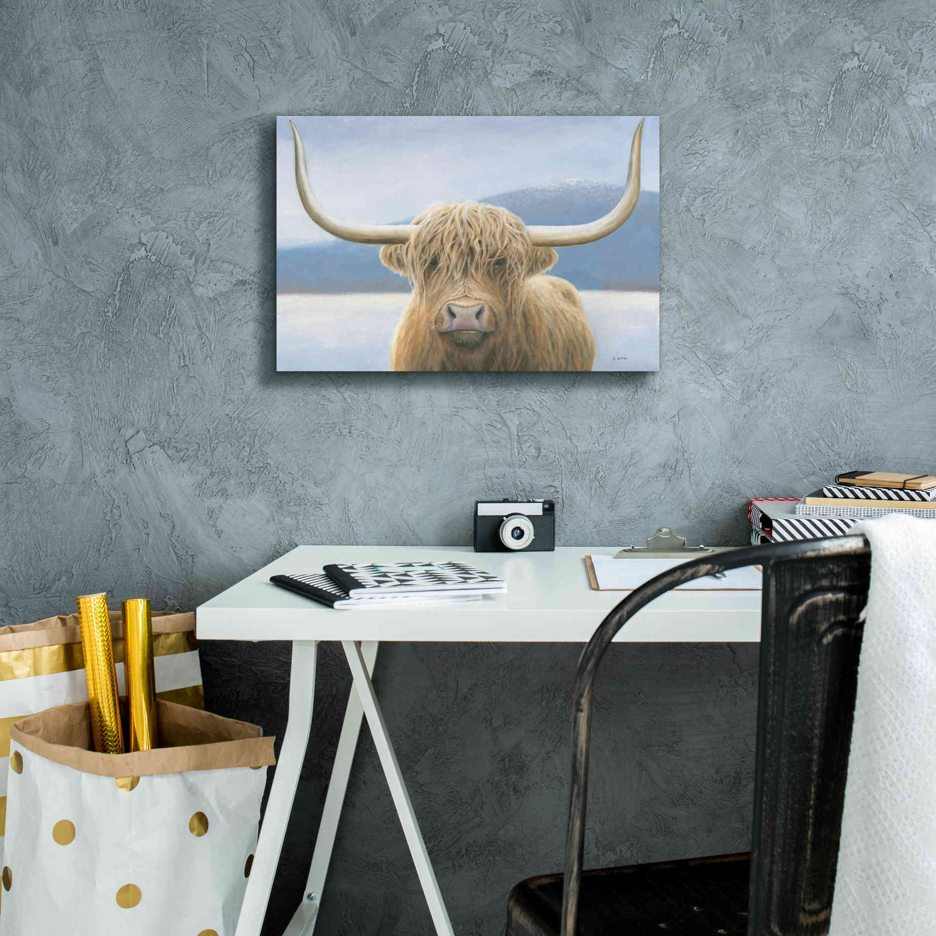 'Highland Cow' by James Wiens, Canvas Wall Art,18 x 12
