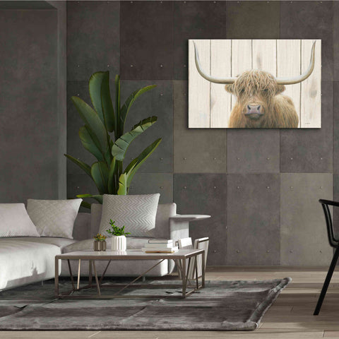Image of 'Highland Cow Shiplap' by James Wiens, Canvas Wall Art,60 x 40