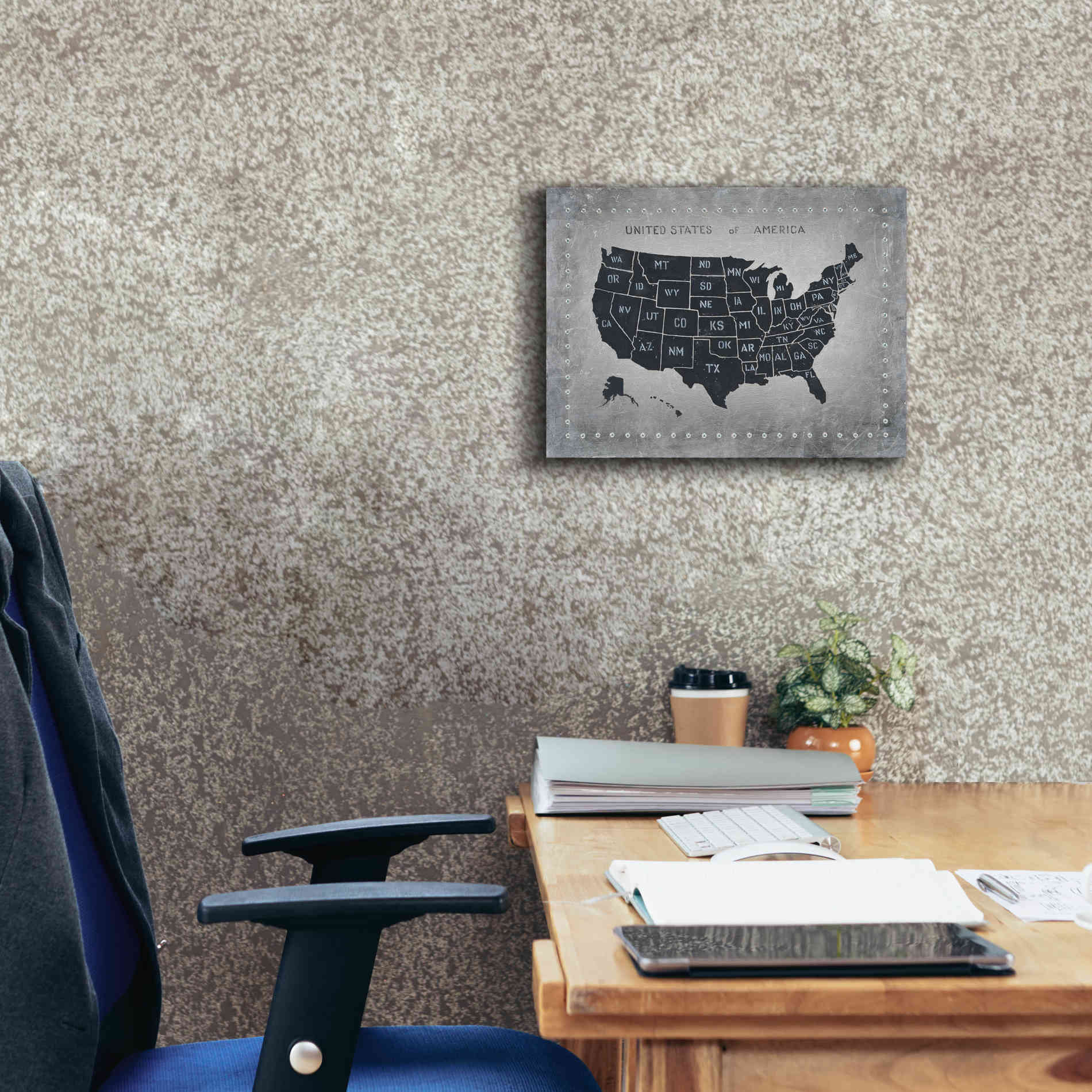 'Riveting USA Map' by James Wiens, Canvas Wall Art,16 x 12