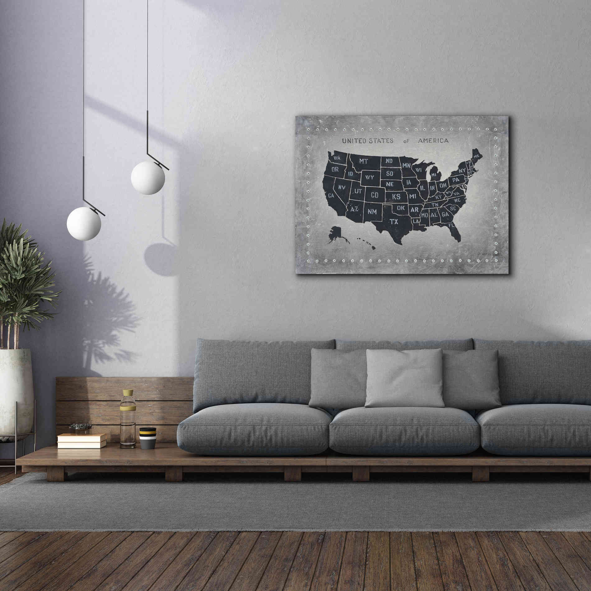 'Riveting USA Map' by James Wiens, Canvas Wall Art,54 x 40