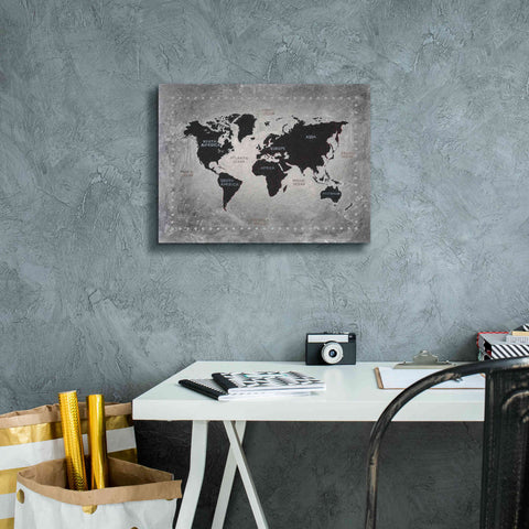 Image of 'Riveting World Map' by James Wiens, Canvas Wall Art,16 x 12