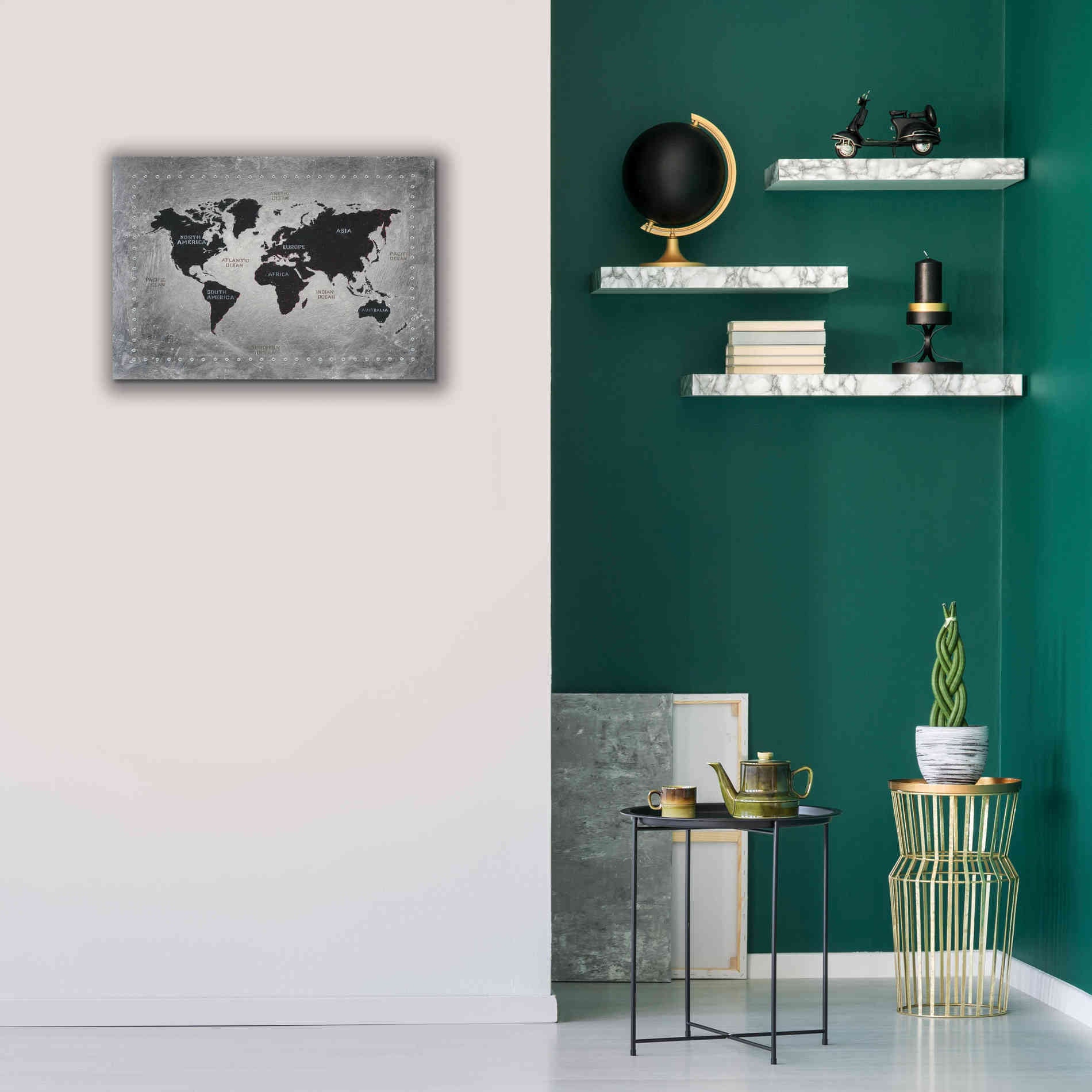 'Riveting World Map' by James Wiens, Canvas Wall Art,26 x 18