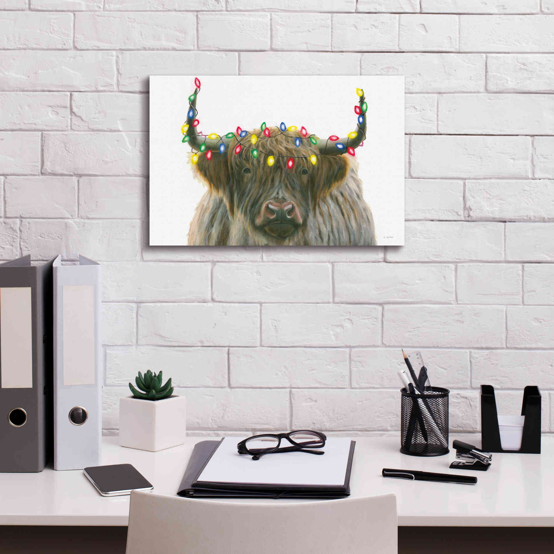 'Holiday Highlander' by James Wiens, Canvas Wall Art,18 x 12