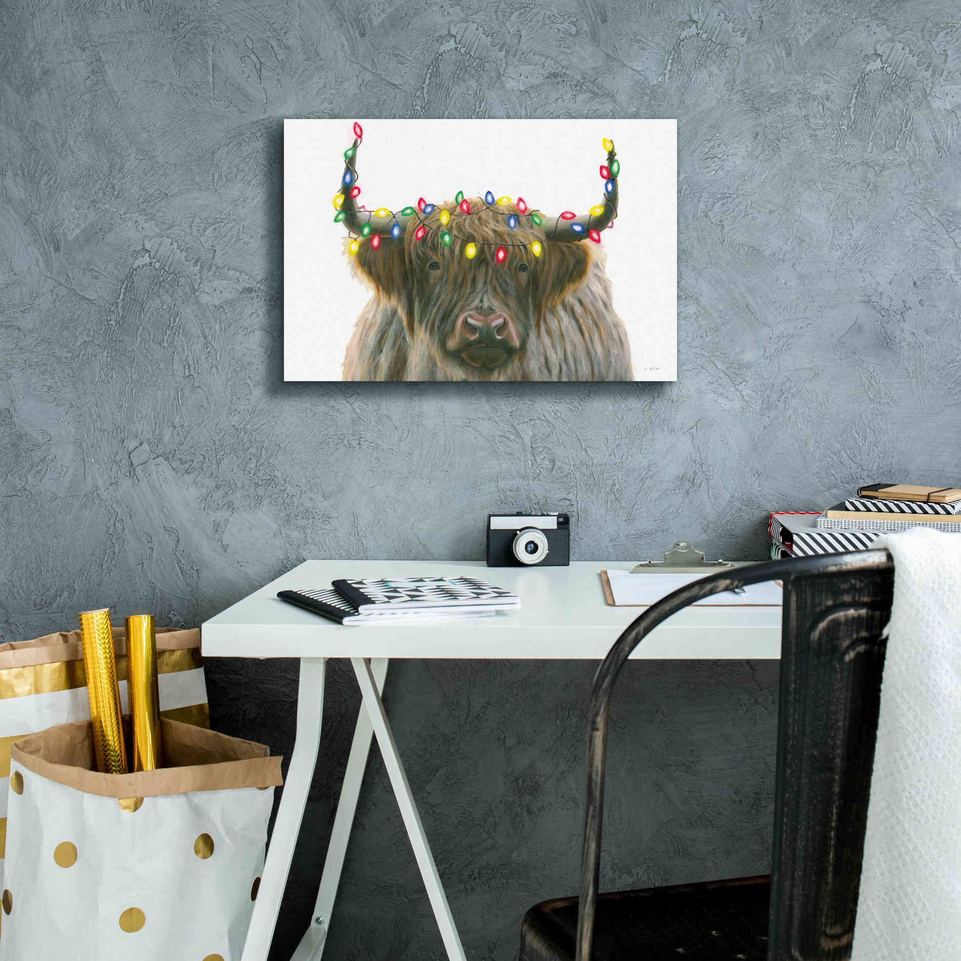 'Holiday Highlander' by James Wiens, Canvas Wall Art,18 x 12