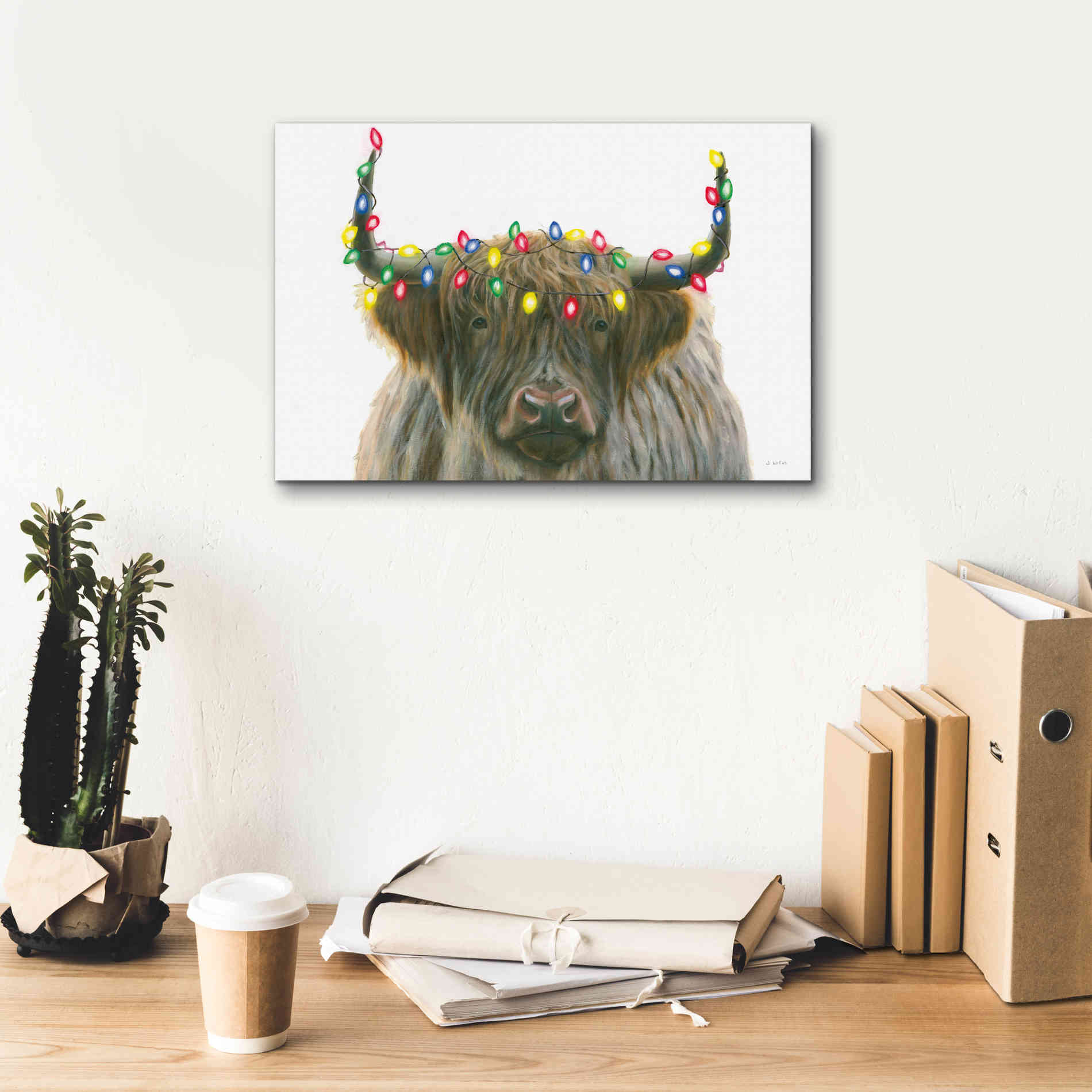 'Holiday Highlander' by James Wiens, Canvas Wall Art,18 x 12