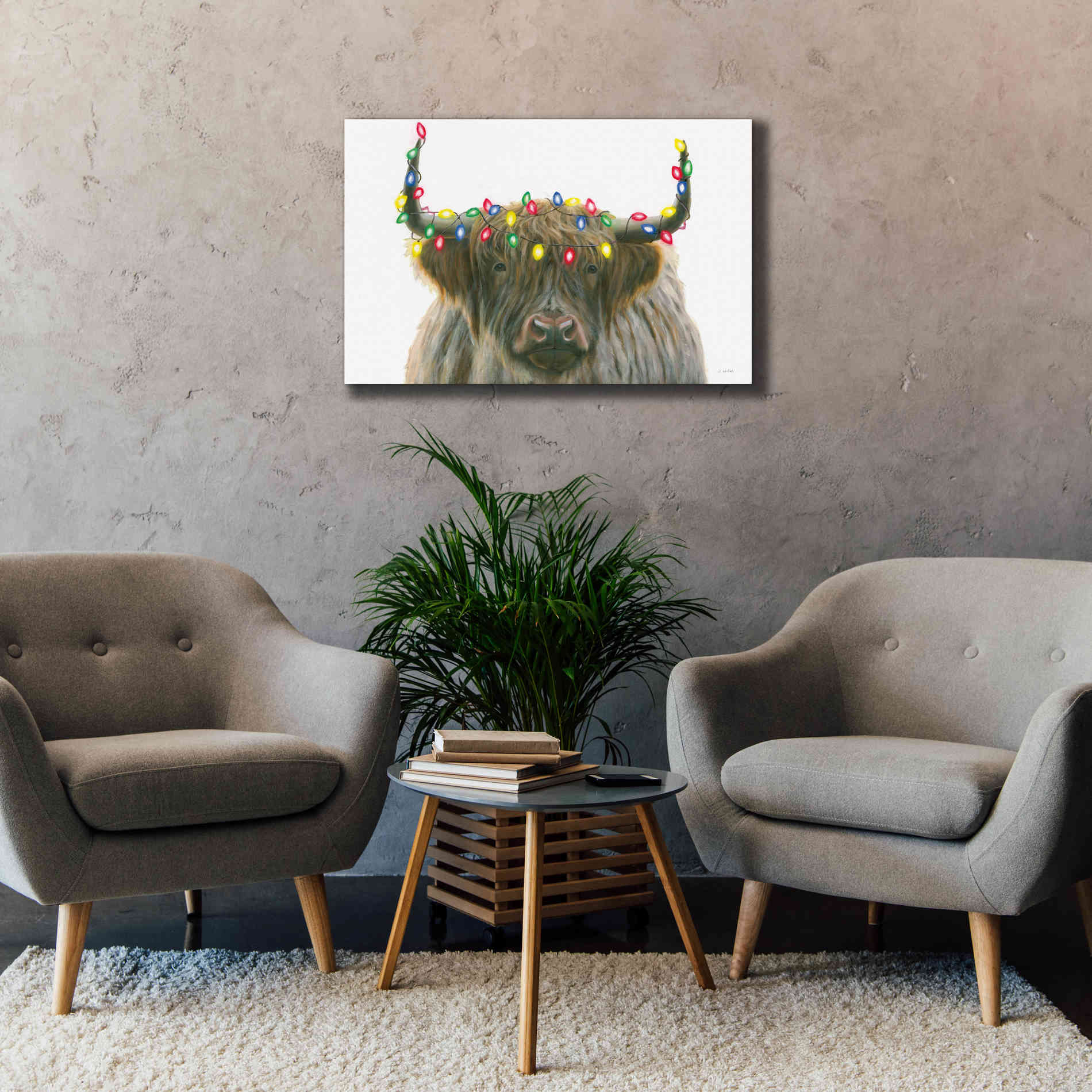 'Holiday Highlander' by James Wiens, Canvas Wall Art,40 x 26