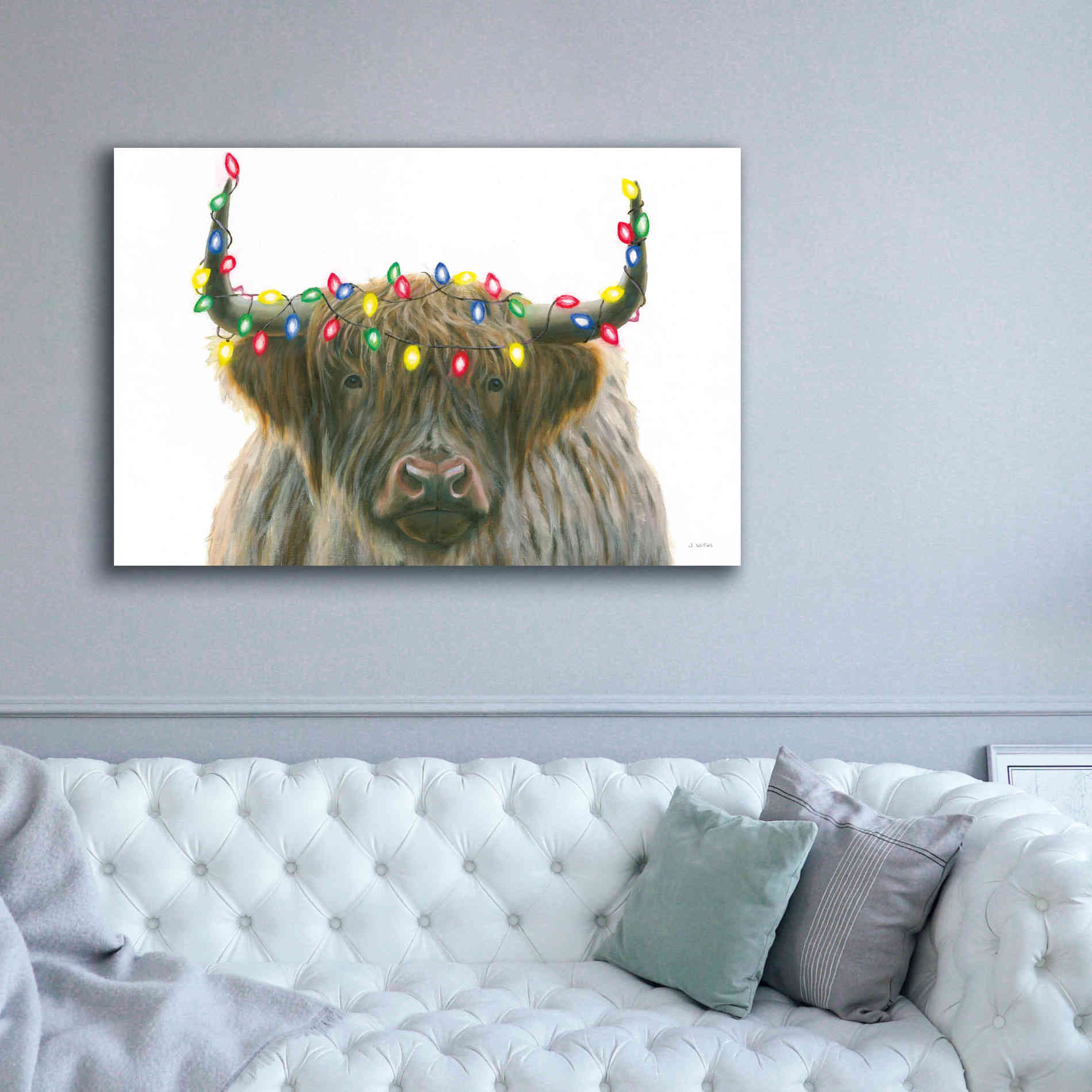'Holiday Highlander' by James Wiens, Canvas Wall Art,60 x 40