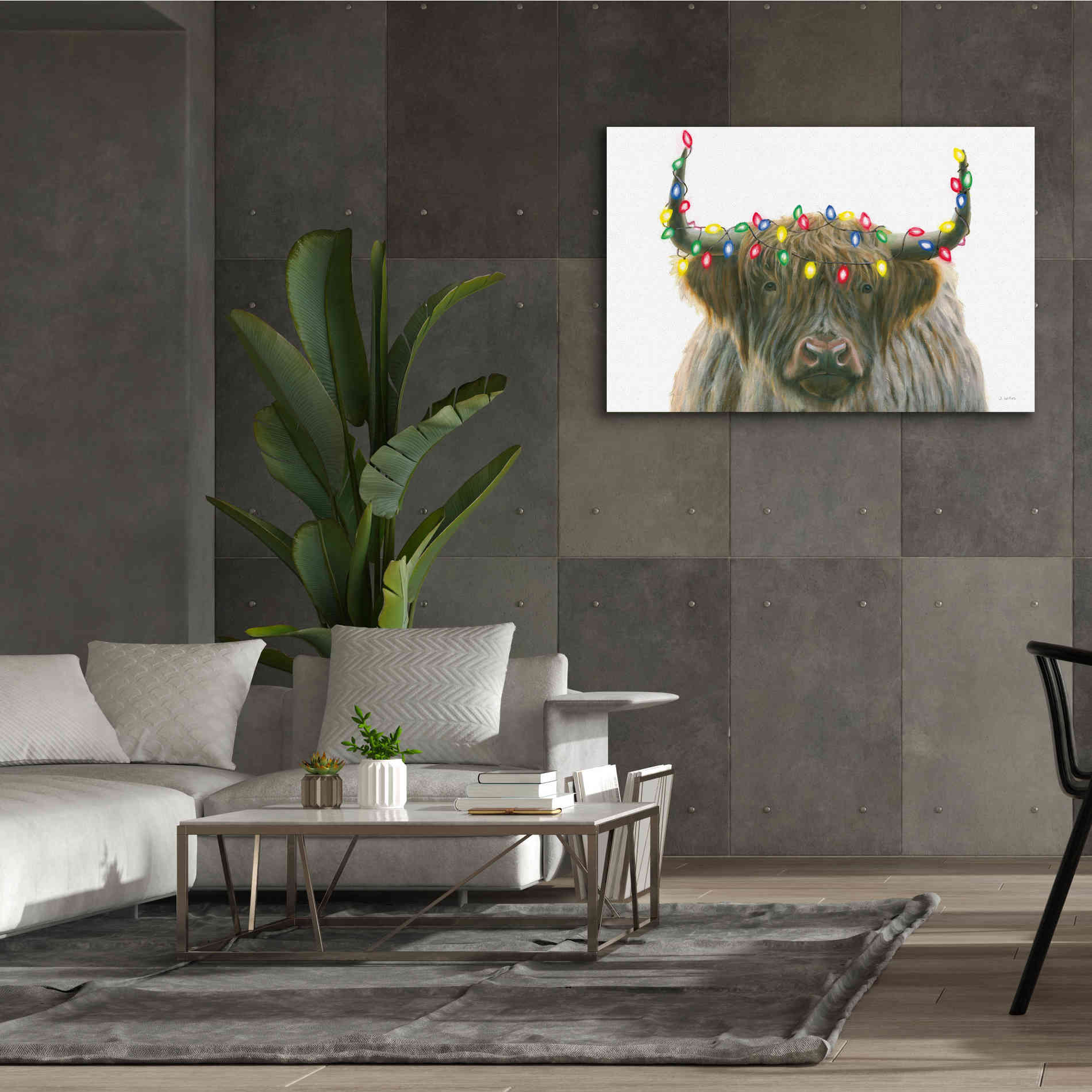 'Holiday Highlander' by James Wiens, Canvas Wall Art,60 x 40