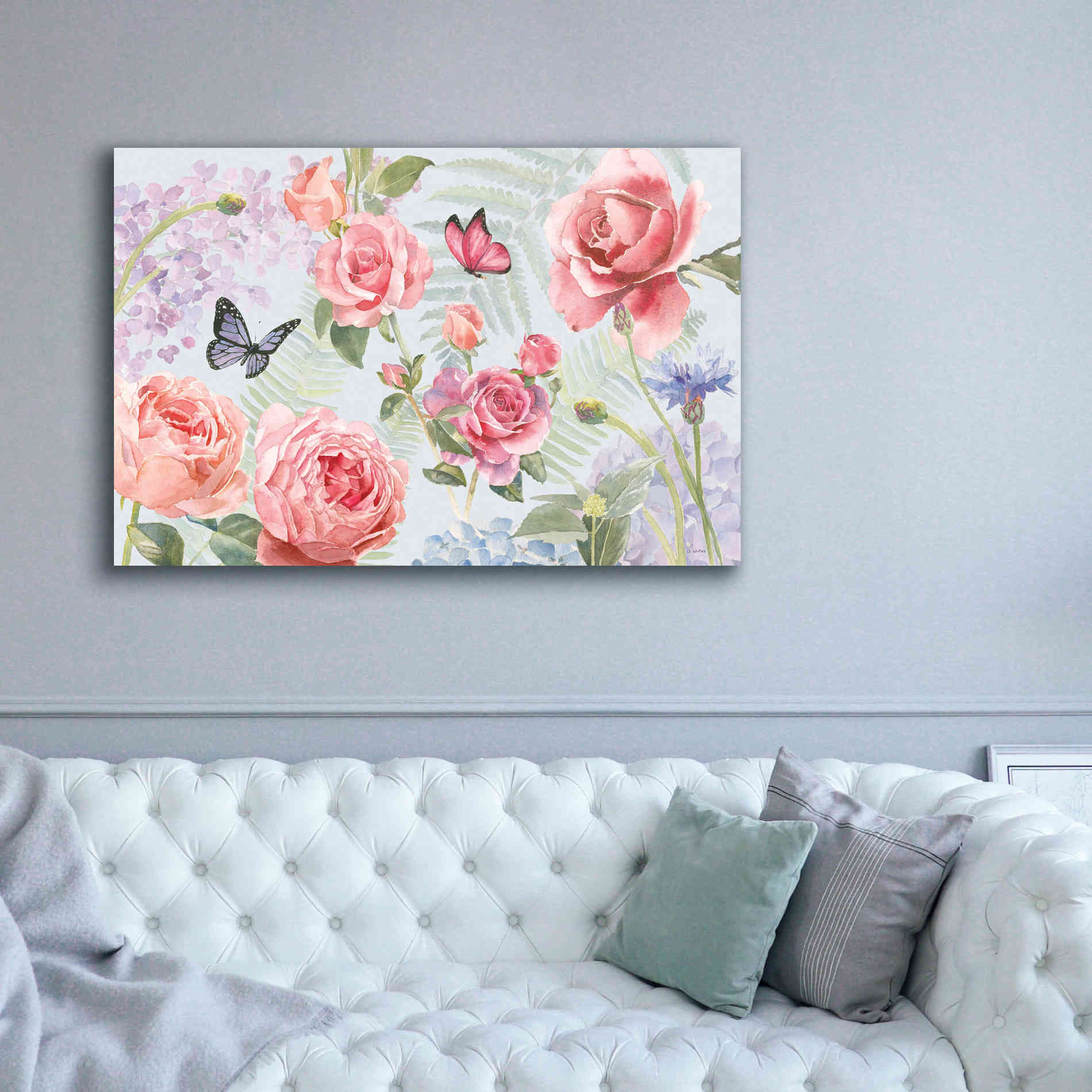 'Boho Bouquet I Blue' by James Wiens, Canvas Wall Art,60 x 40