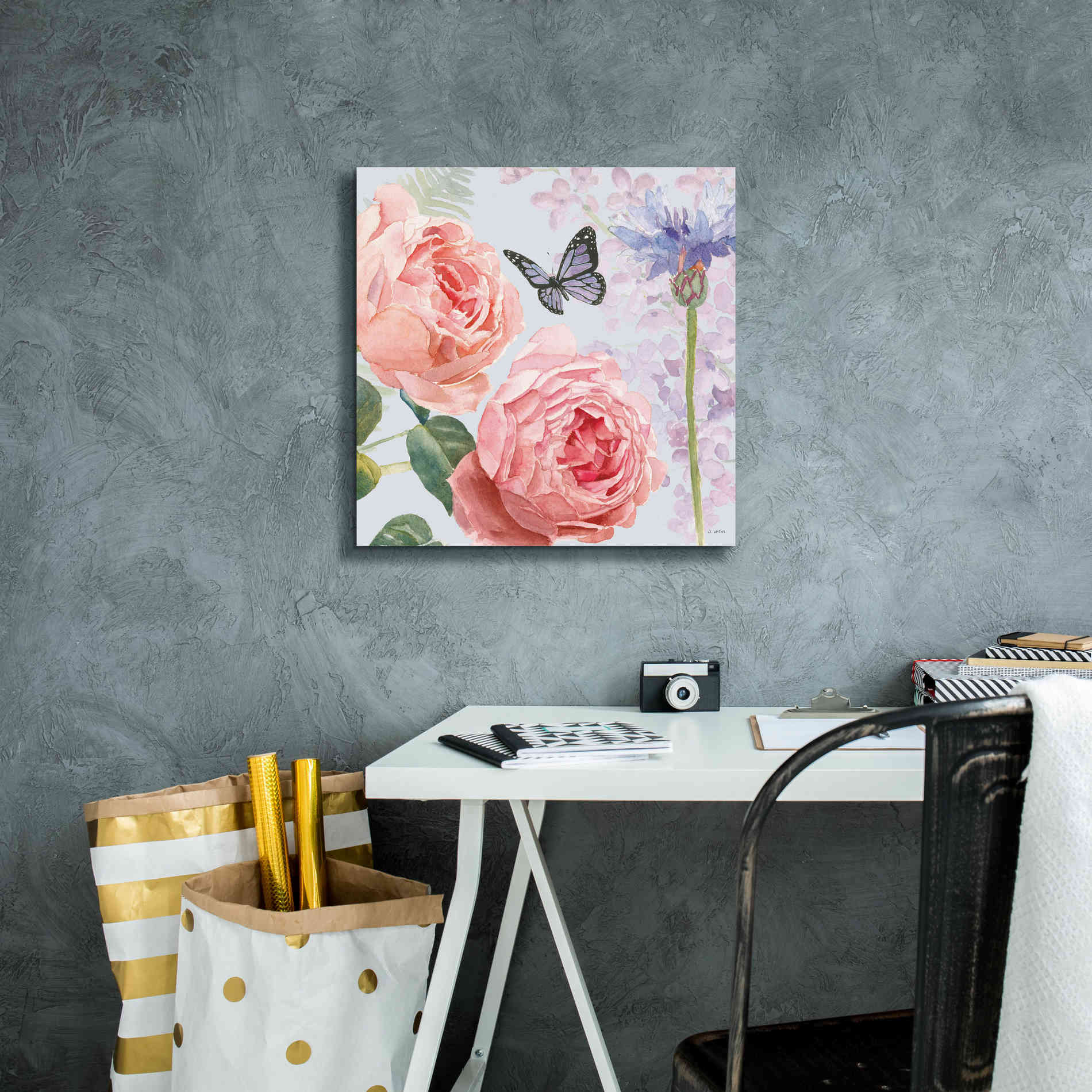 'Boho Bouquet II Blue' by James Wiens, Canvas Wall Art,18 x 18