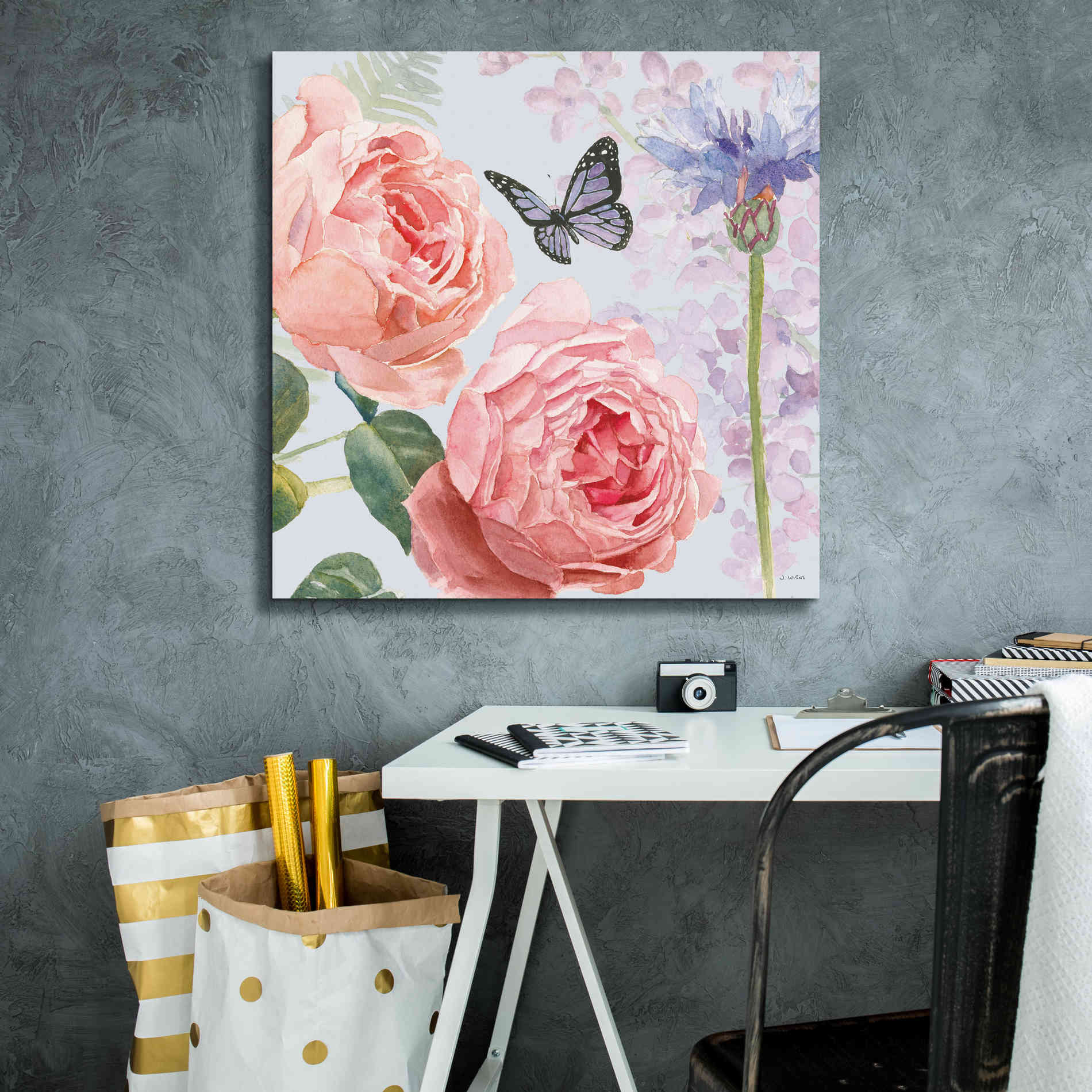 'Boho Bouquet II Blue' by James Wiens, Canvas Wall Art,26 x 26