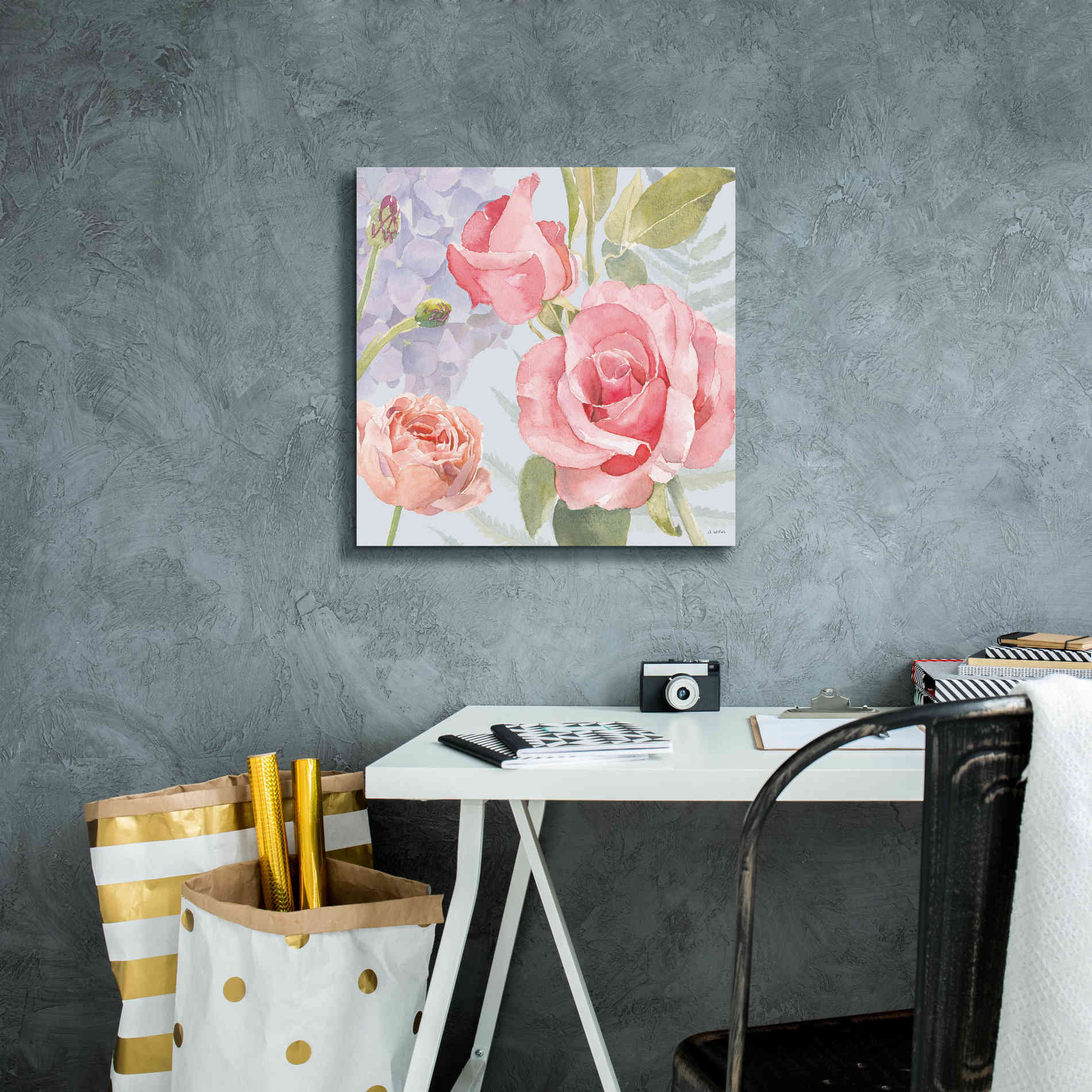 'Boho Bouquet III Blue' by James Wiens, Canvas Wall Art,18 x 18
