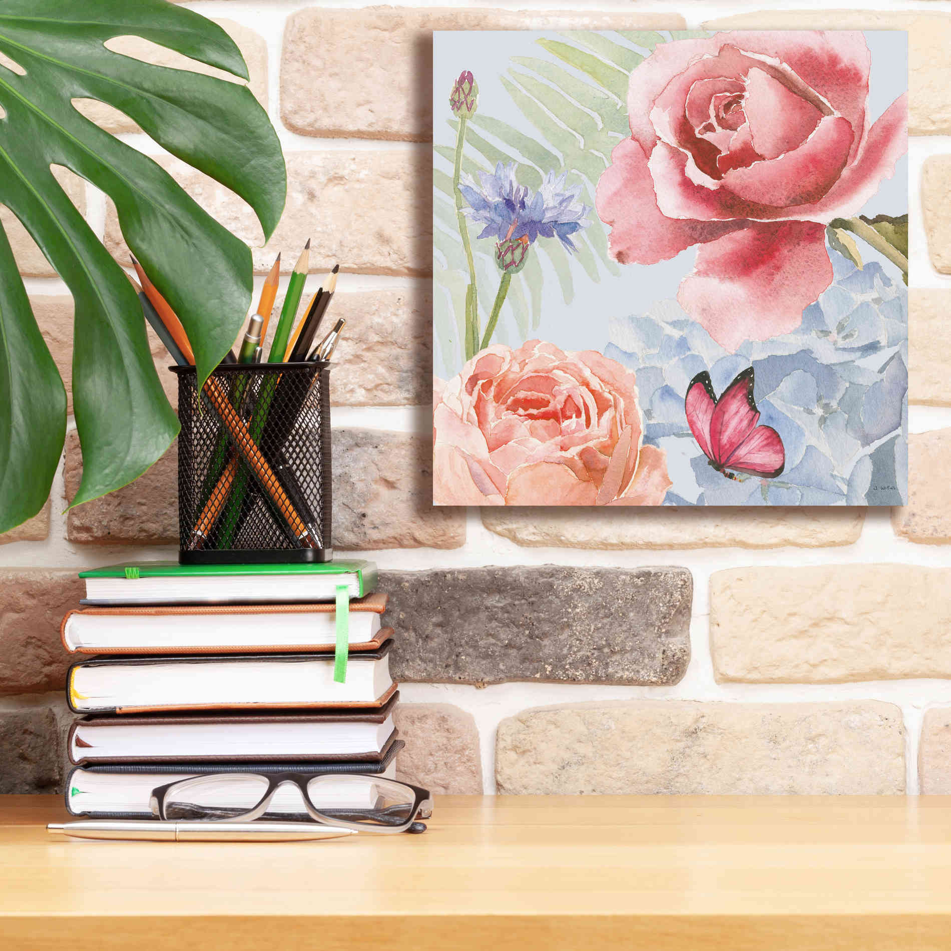 'Boho Bouquet IV Blue' by James Wiens, Canvas Wall Art,12 x 12