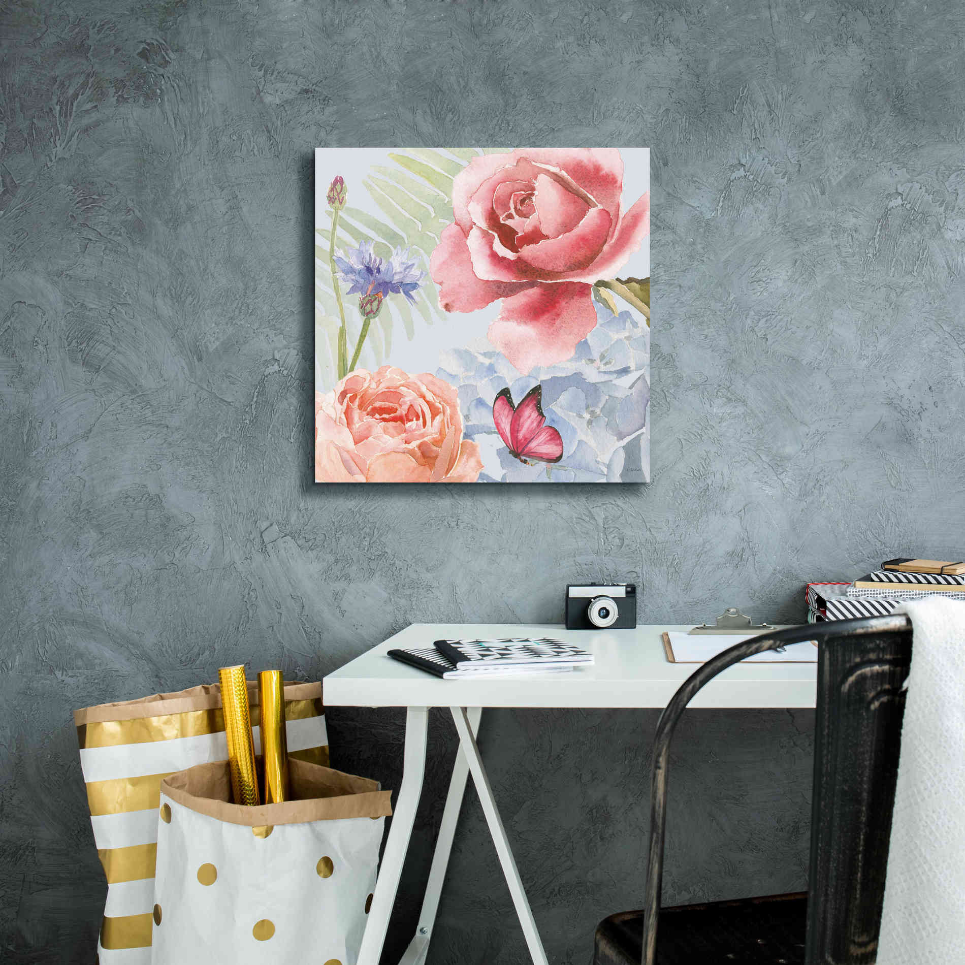 'Boho Bouquet IV Blue' by James Wiens, Canvas Wall Art,18 x 18