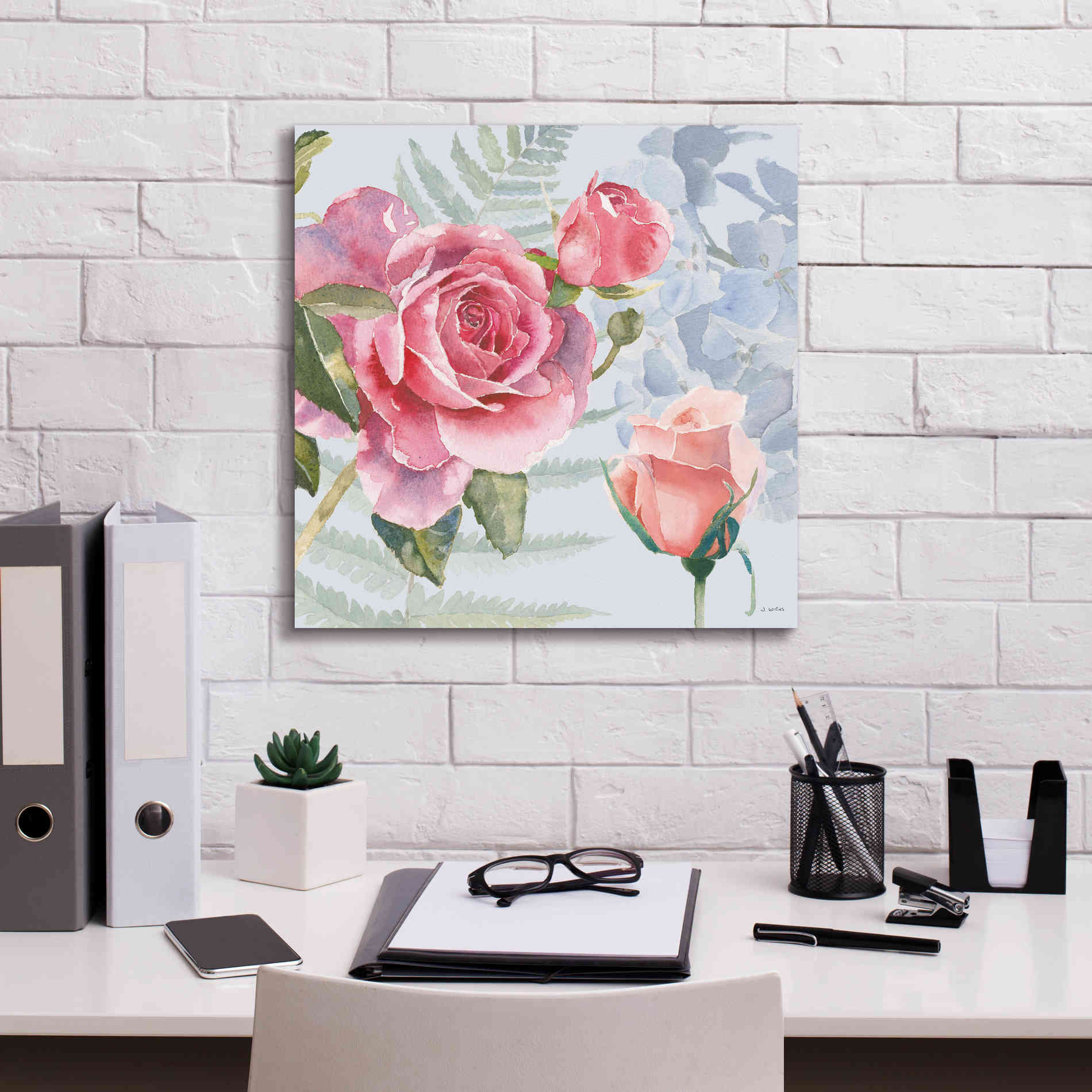'Boho Bouquet V Blue' by James Wiens, Canvas Wall Art,18 x 18