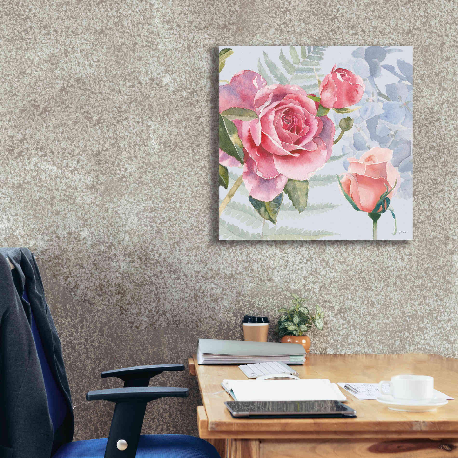 'Boho Bouquet V Blue' by James Wiens, Canvas Wall Art,26 x 26