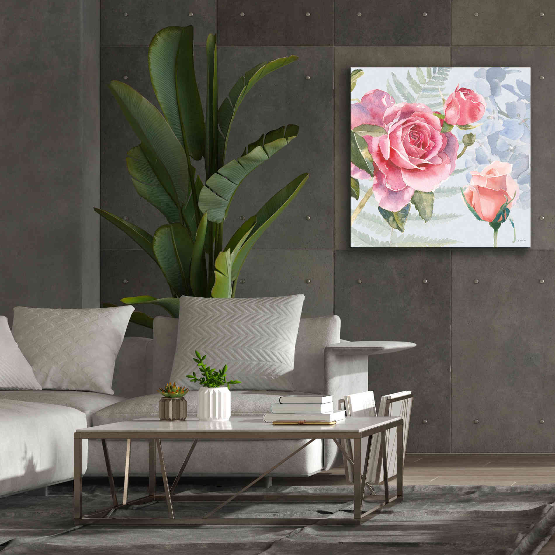 'Boho Bouquet V Blue' by James Wiens, Canvas Wall Art,37 x 37
