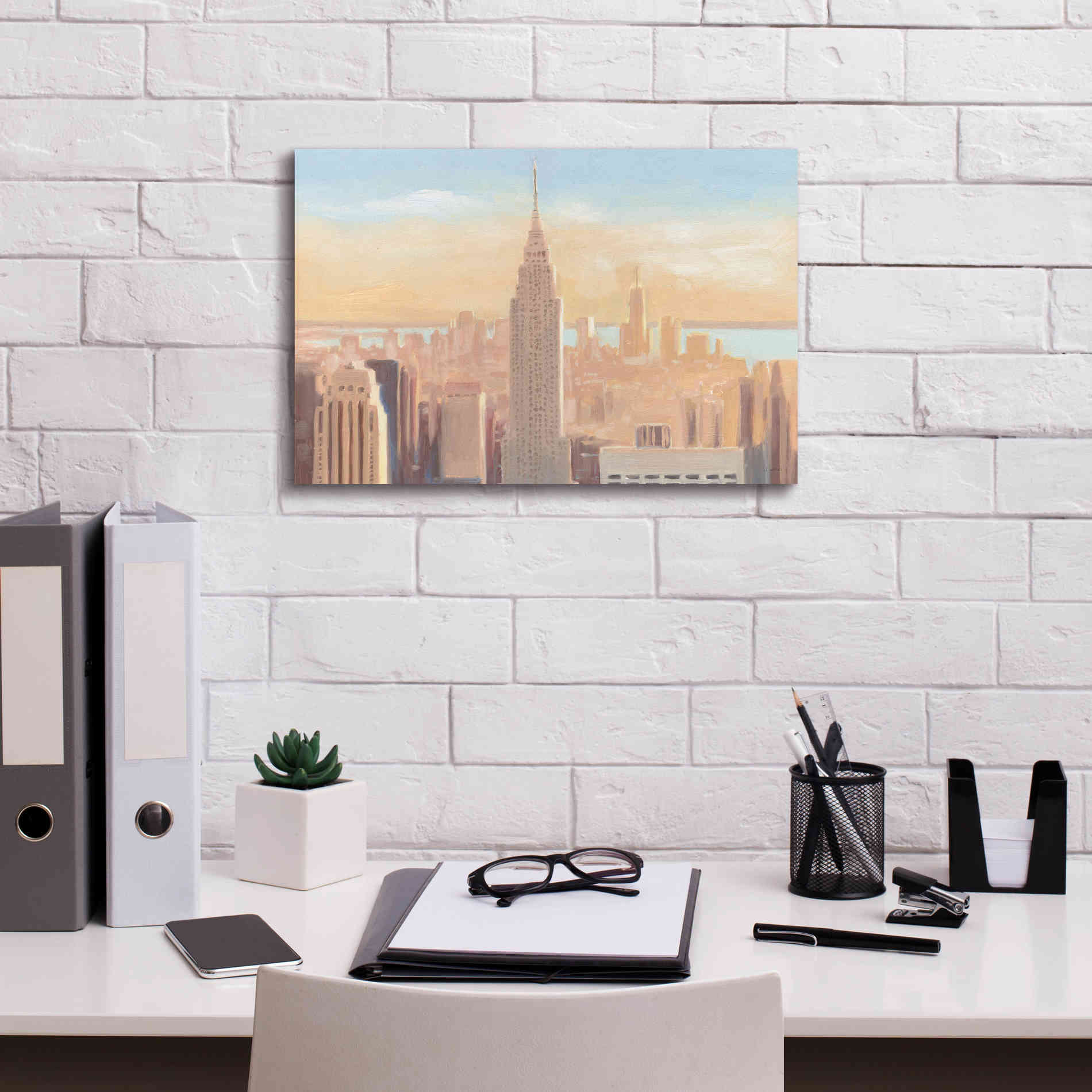 'Manhattan Dawn' by James Wiens, Canvas Wall Art,18 x 12