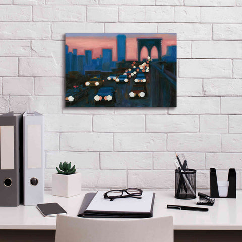 Image of 'Brooklyn Bridge Evening' by James Wiens, Canvas Wall Art,18 x 12