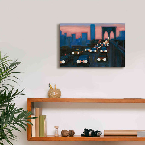 Image of 'Brooklyn Bridge Evening' by James Wiens, Canvas Wall Art,18 x 12