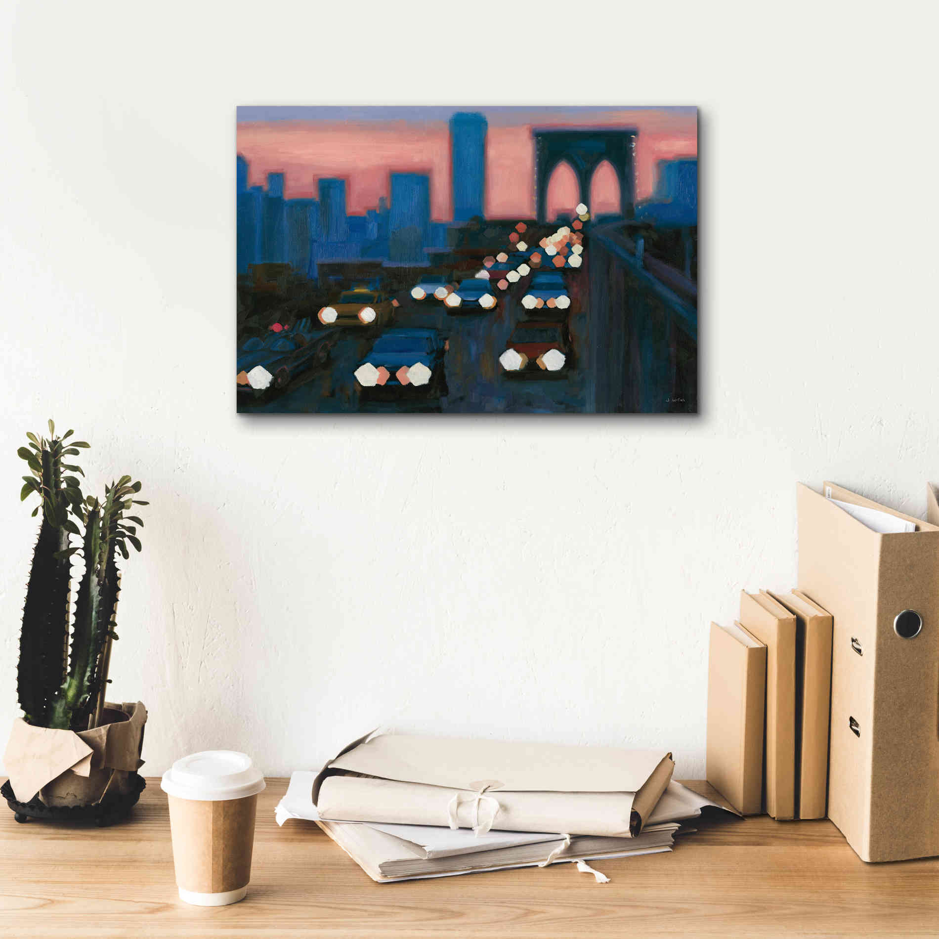 'Brooklyn Bridge Evening' by James Wiens, Canvas Wall Art,18 x 12