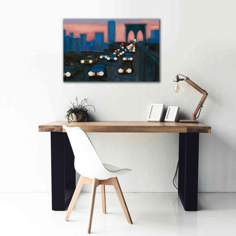 Image of 'Brooklyn Bridge Evening' by James Wiens, Canvas Wall Art,40 x 26