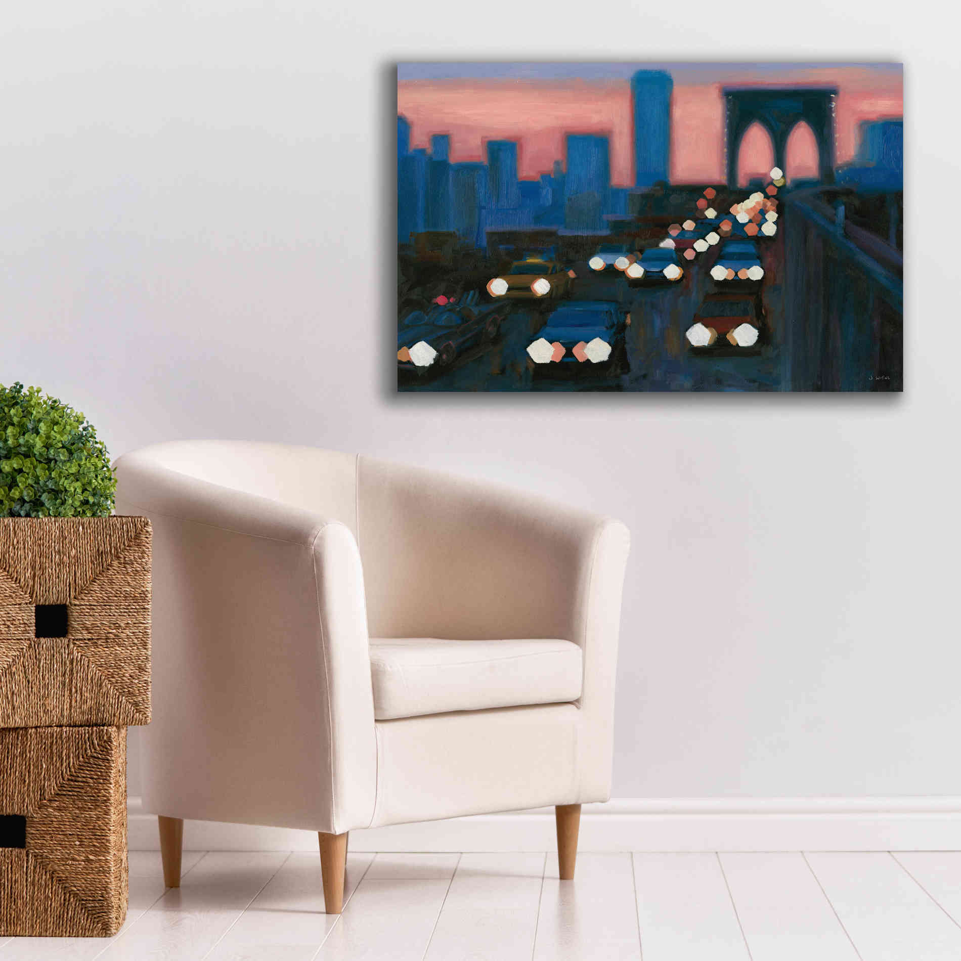 'Brooklyn Bridge Evening' by James Wiens, Canvas Wall Art,40 x 26