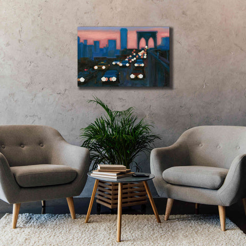 Image of 'Brooklyn Bridge Evening' by James Wiens, Canvas Wall Art,40 x 26