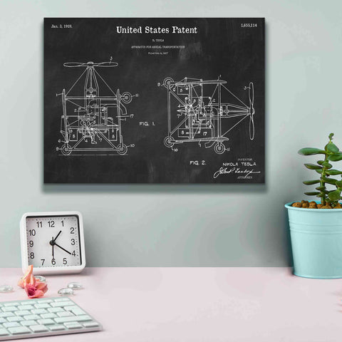 Image of 'Tesla Aerial Apparatus Blueprint Patent Chalkboard,' Canvas Wall Art,16 x 12
