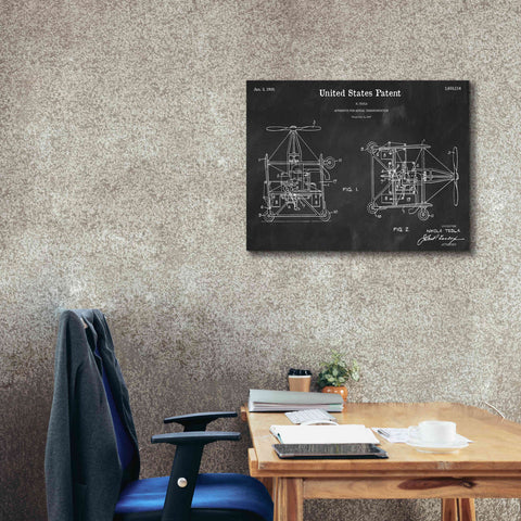 Image of 'Tesla Aerial Apparatus Blueprint Patent Chalkboard,' Canvas Wall Art,34 x 26