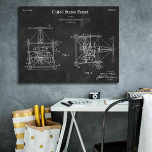 'Tesla Aerial Apparatus Blueprint Patent Chalkboard,' Canvas Wall Art,34 x 26